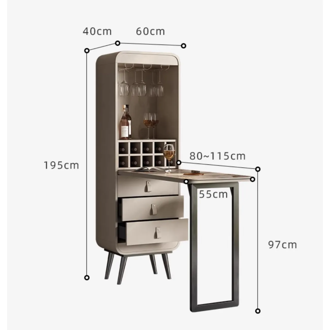 Роскошный винный шкаф с выдвижным барным столиком HappyF 36546-29