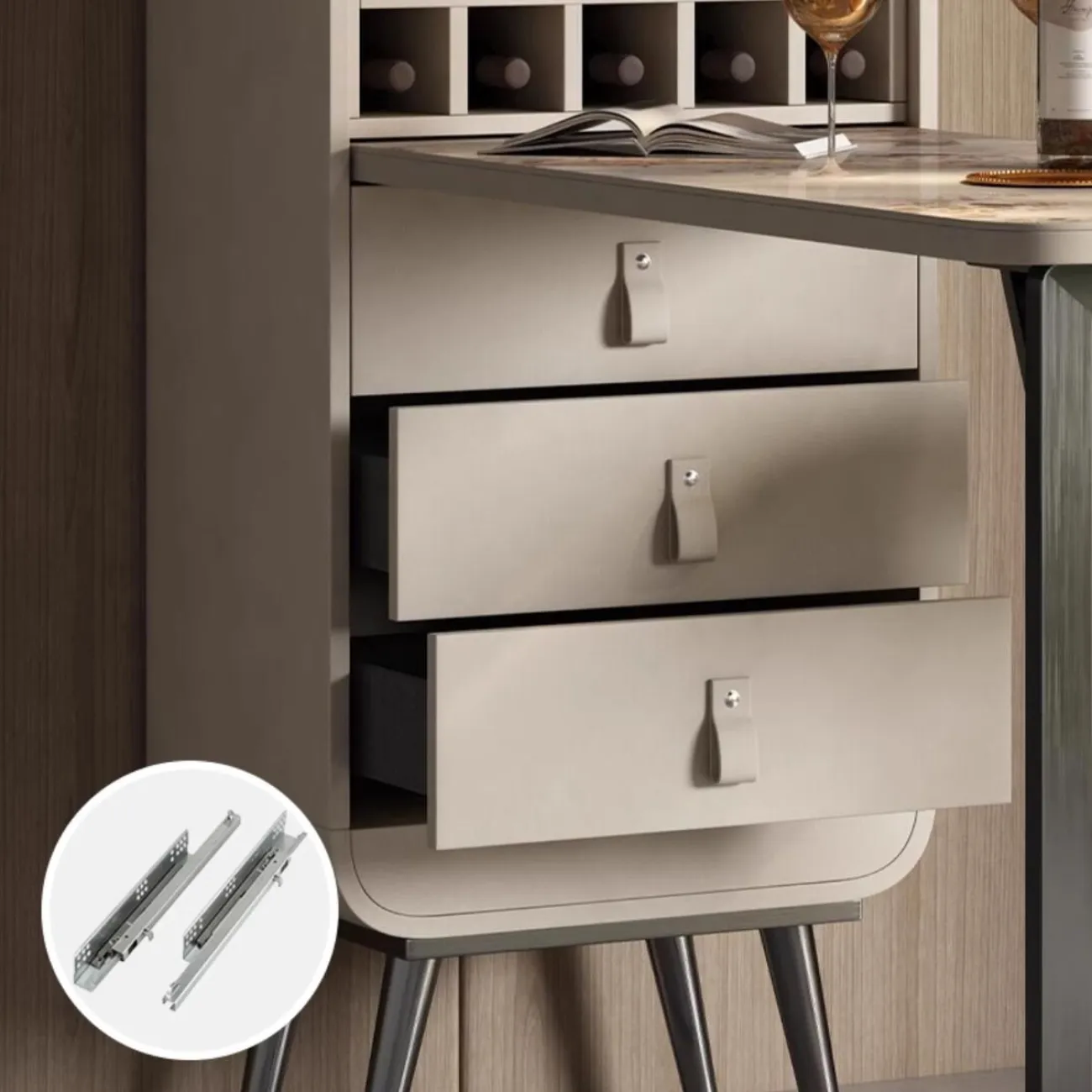 Роскошный винный шкаф с выдвижным барным столиком HappyF 36546-29