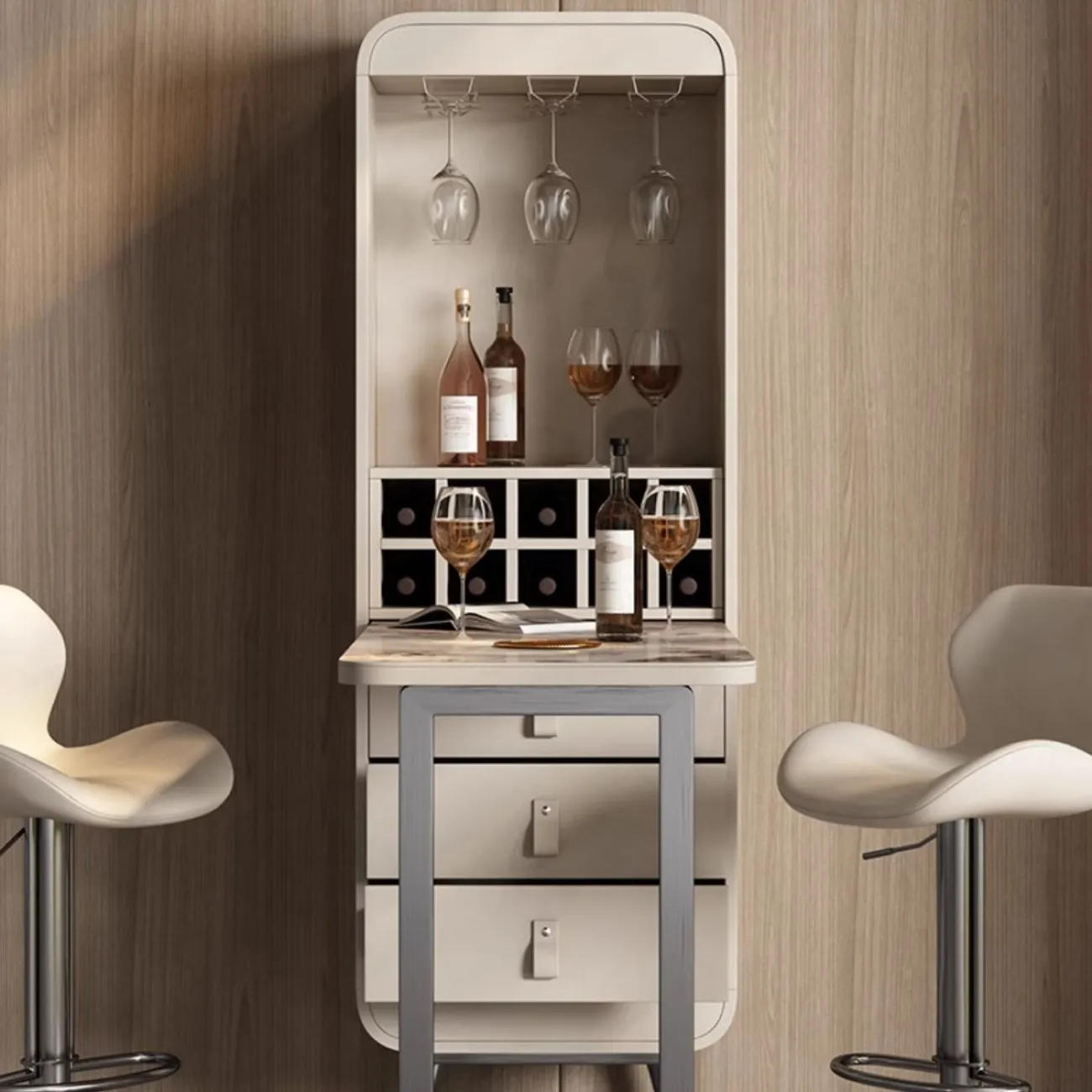 Роскошный винный шкаф с выдвижным барным столиком HappyF 36546-29