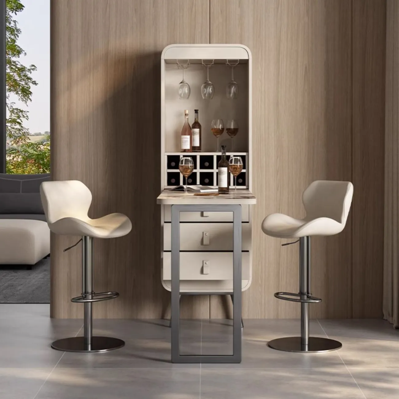 Роскошный винный шкаф с выдвижным барным столиком HappyF 36546-29