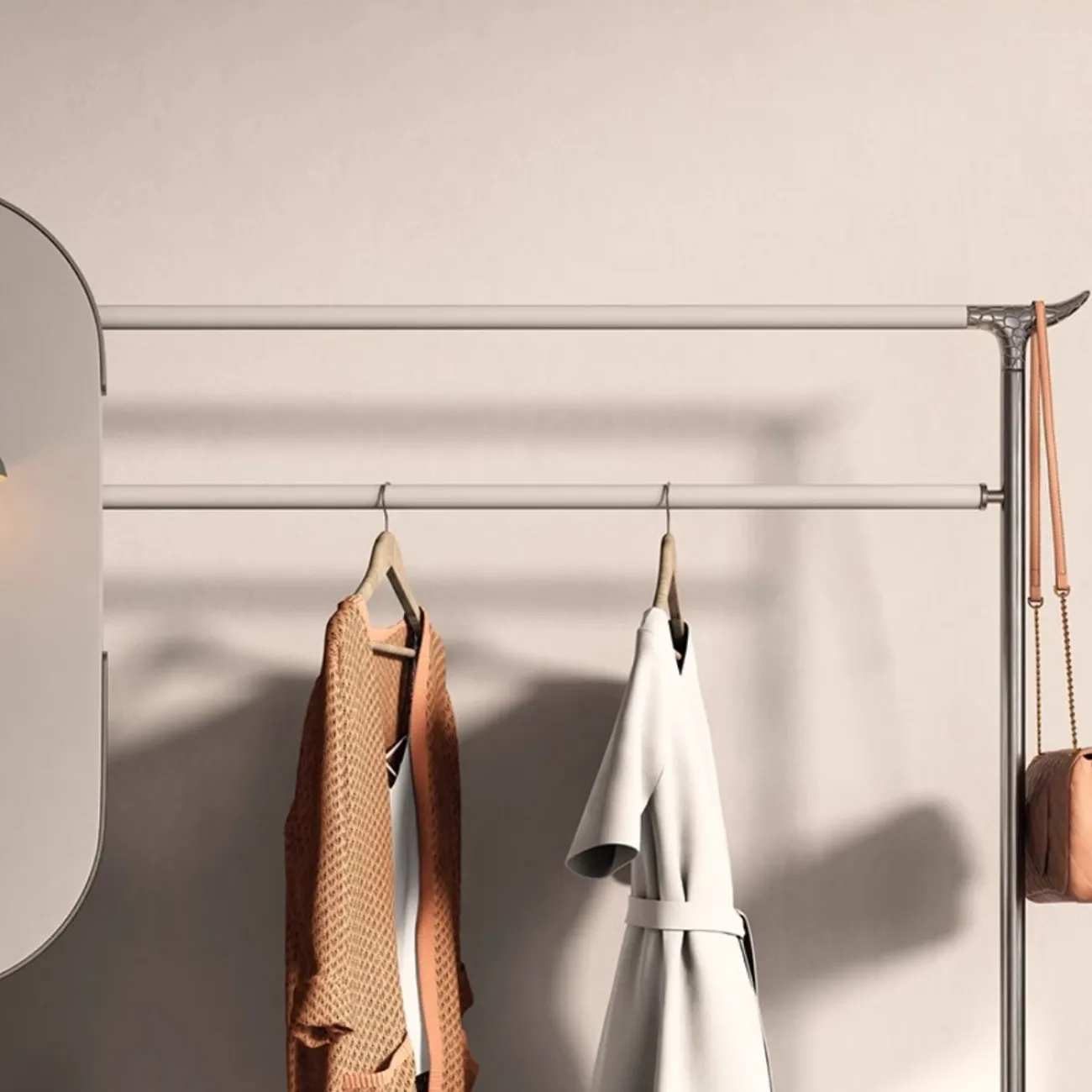 Многофункциональная вешалка для одежды с зеркалом HappyF 36548-29