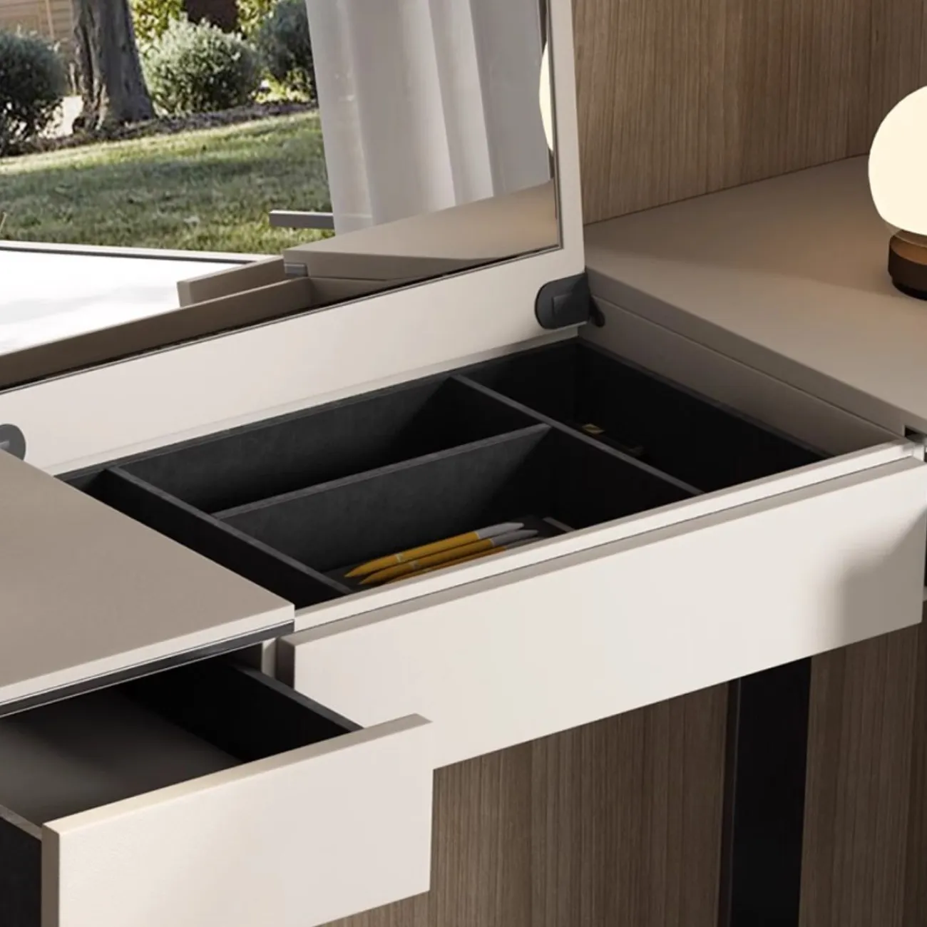 Туалетный столик с встроенным раскладным зеркалом HappyF 36549-29 Туалетный столик с встроенным раскладным зеркалом HappyF 36549-29