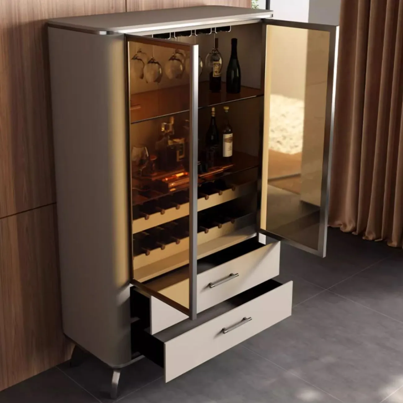 Роскошный винный шкаф из закаленного стекла HappyF 36553-29