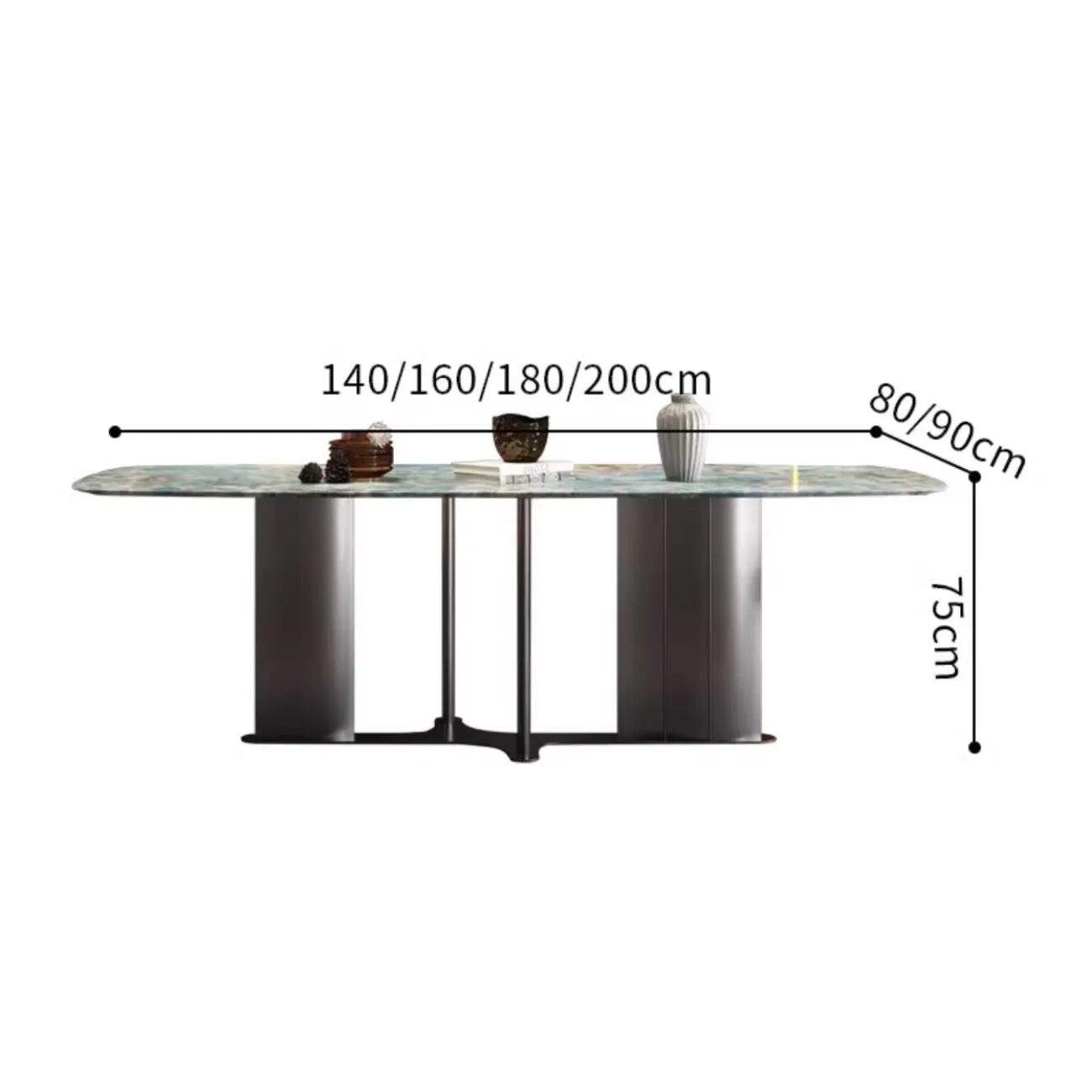 Минималистичный обеденный стол из натурального мрамора прямоугольной формы HappyF 36554-29