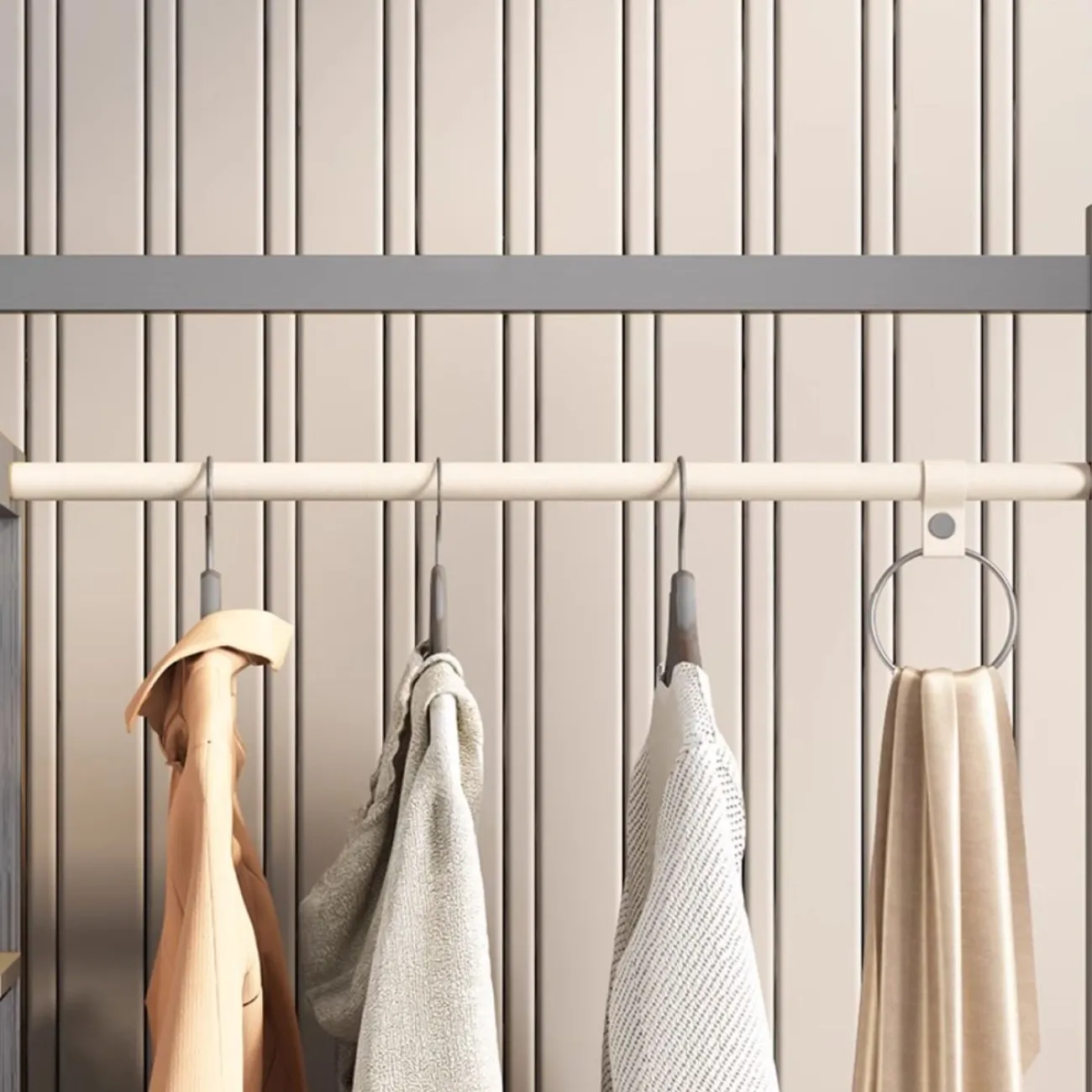 Роскошная вешалка для одежды из нержавеющей стали и высококачественной кожи HappyF 36555-29