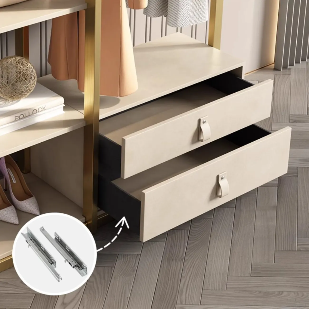 Роскошная вешалка для одежды из нержавеющей стали и высококачественной кожи HappyF 36555-29