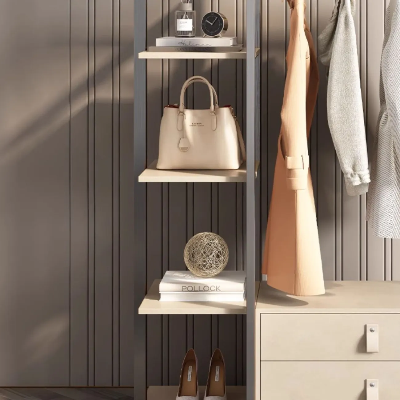 Роскошная вешалка для одежды из нержавеющей стали и высококачественной кожи HappyF 36555-29