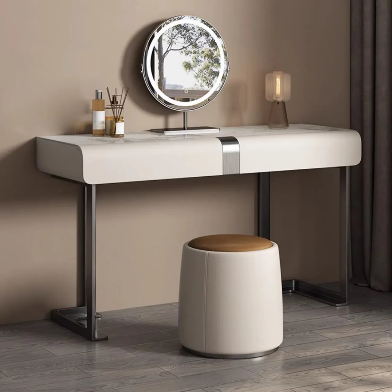 Дизайнерский туалетный столик из высококачественной кожи и нержавеющей стали HappyF 36557-29