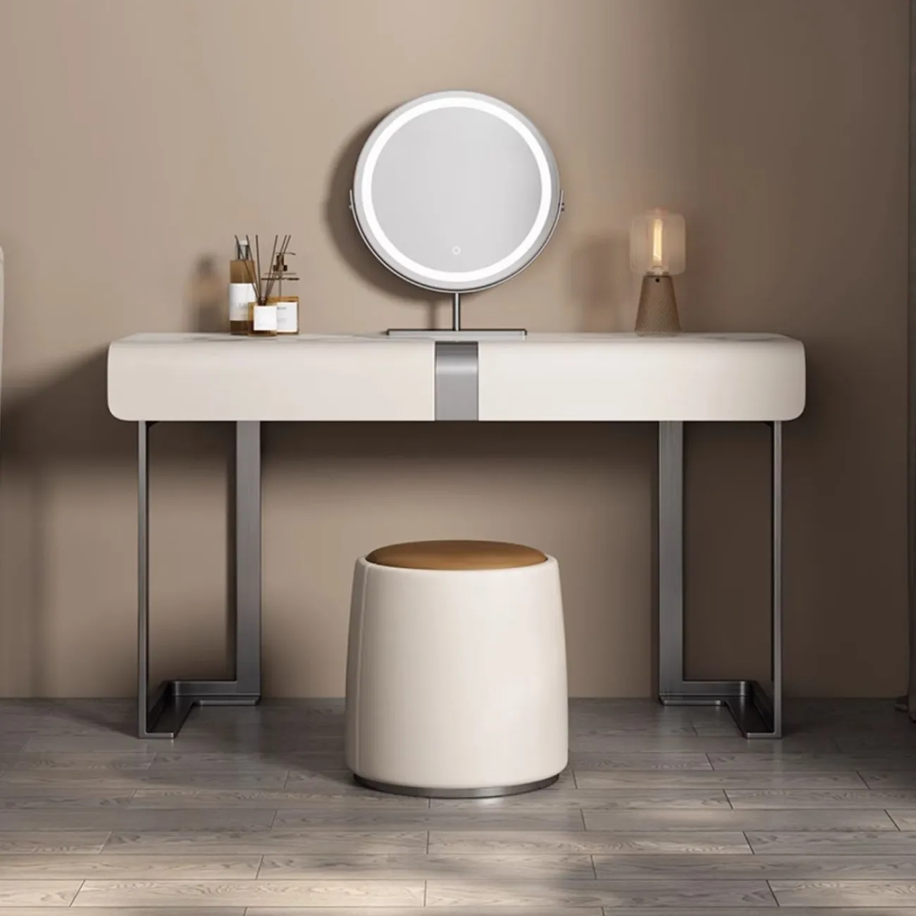 Дизайнерский туалетный столик из высококачественной кожи и нержавеющей стали HappyF 36557-29