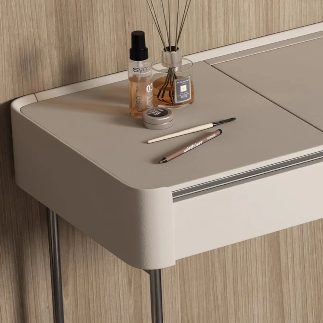 Роскошный туалетный столик для спальни из высококачественной кожи с зеркалом HappyF 36563-29