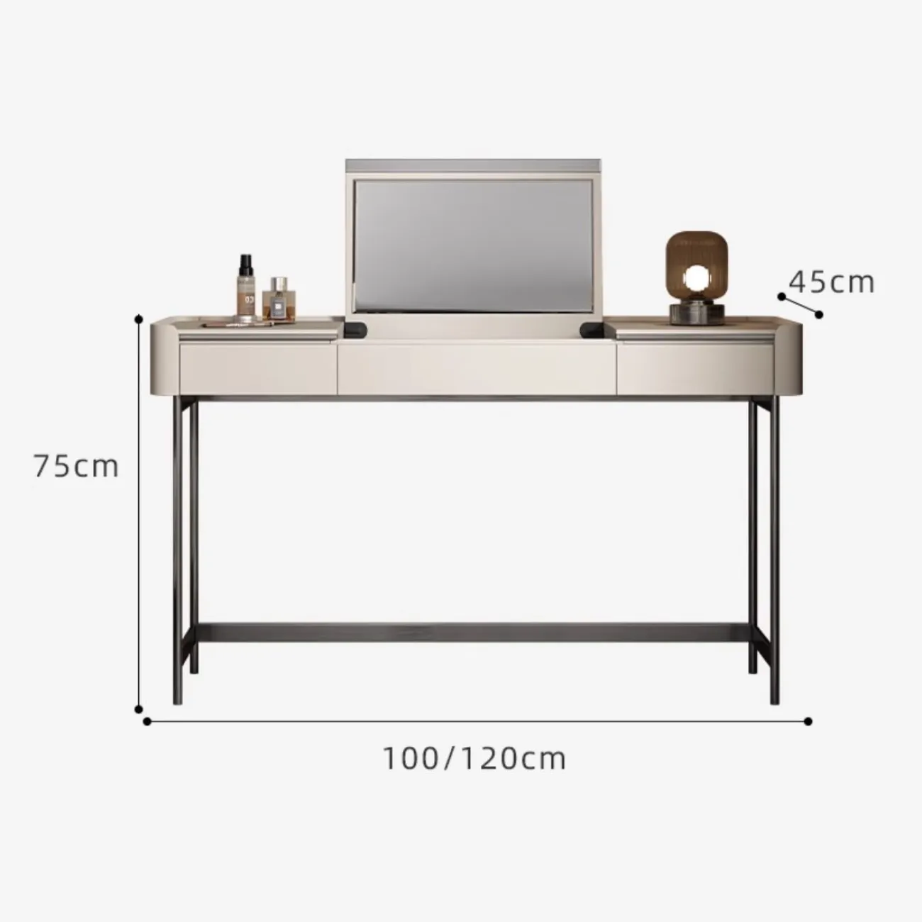 Роскошный туалетный столик для спальни из высококачественной кожи с зеркалом HappyF 36563-29