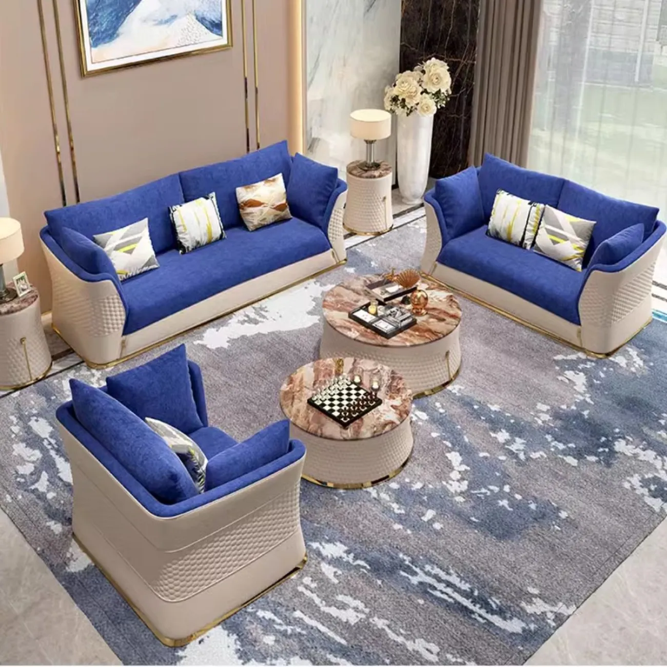 Роскошный тканевый диван для нескольких человек HappyF 36565-29