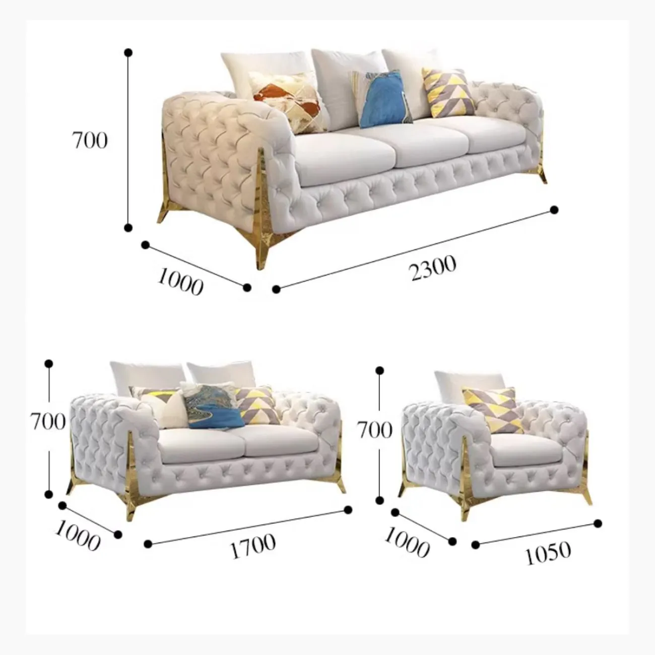 Роскошный постмодернистский кожаный диван в неоклассическом стиле HappyF 36567-29