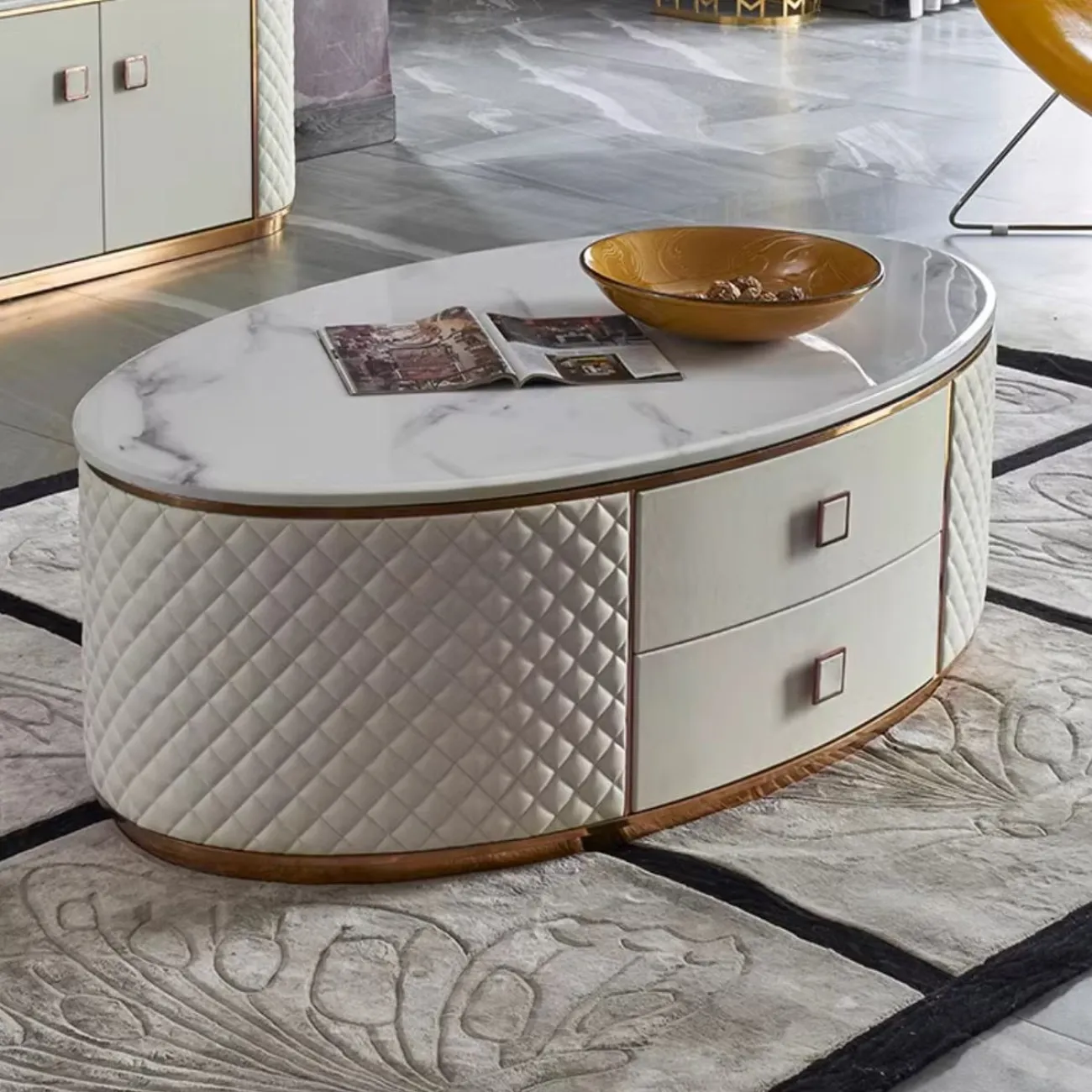 Роскошный мраморный журнальный столик HappyF 36568-29 Роскошный мраморный журнальный столик HappyF 36568-29