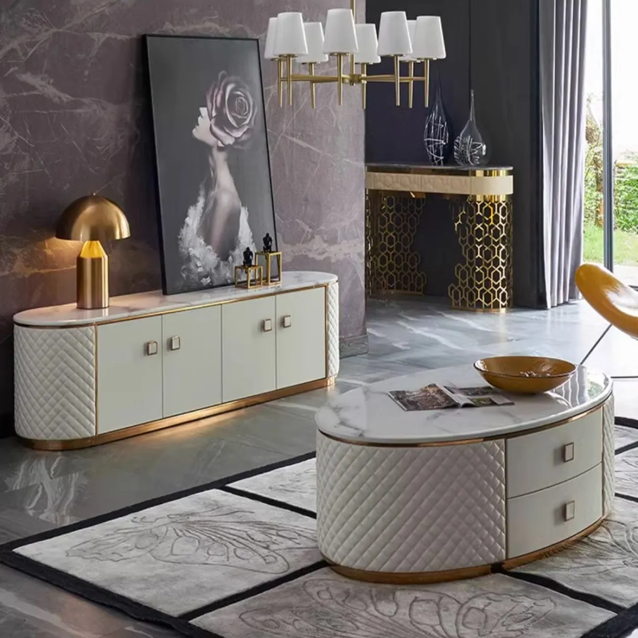 Роскошный мраморный телевизионный шкаф 36569-29 Роскошный мраморный телевизионный шкаф 36569-29