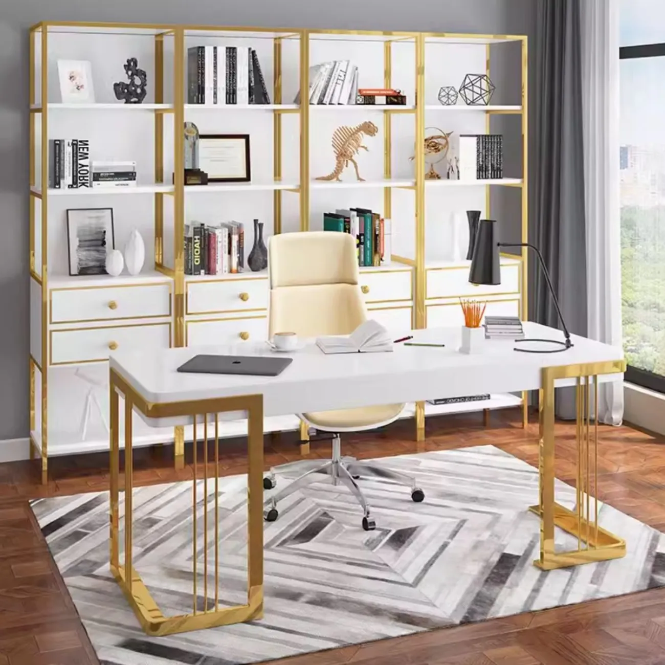 Роскошное кожаное  компьютерное кресло с подъемником HappyF 36571-29