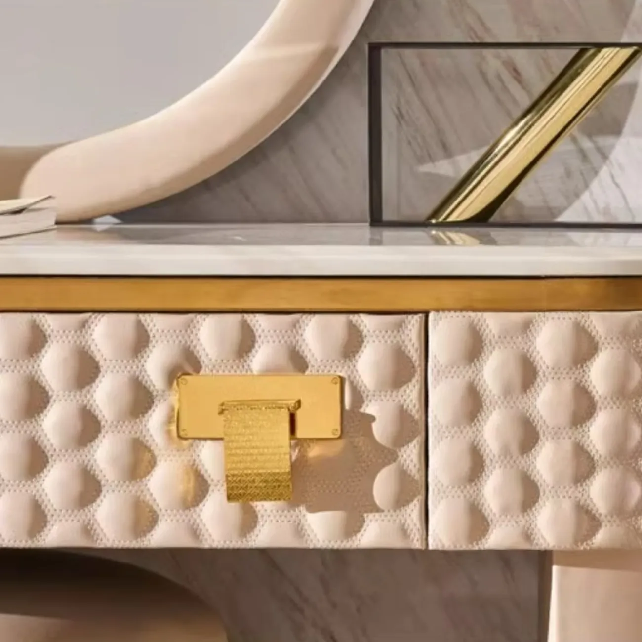 Роскошный кожаный туалетный столик из мрамора HappyF 36572-29