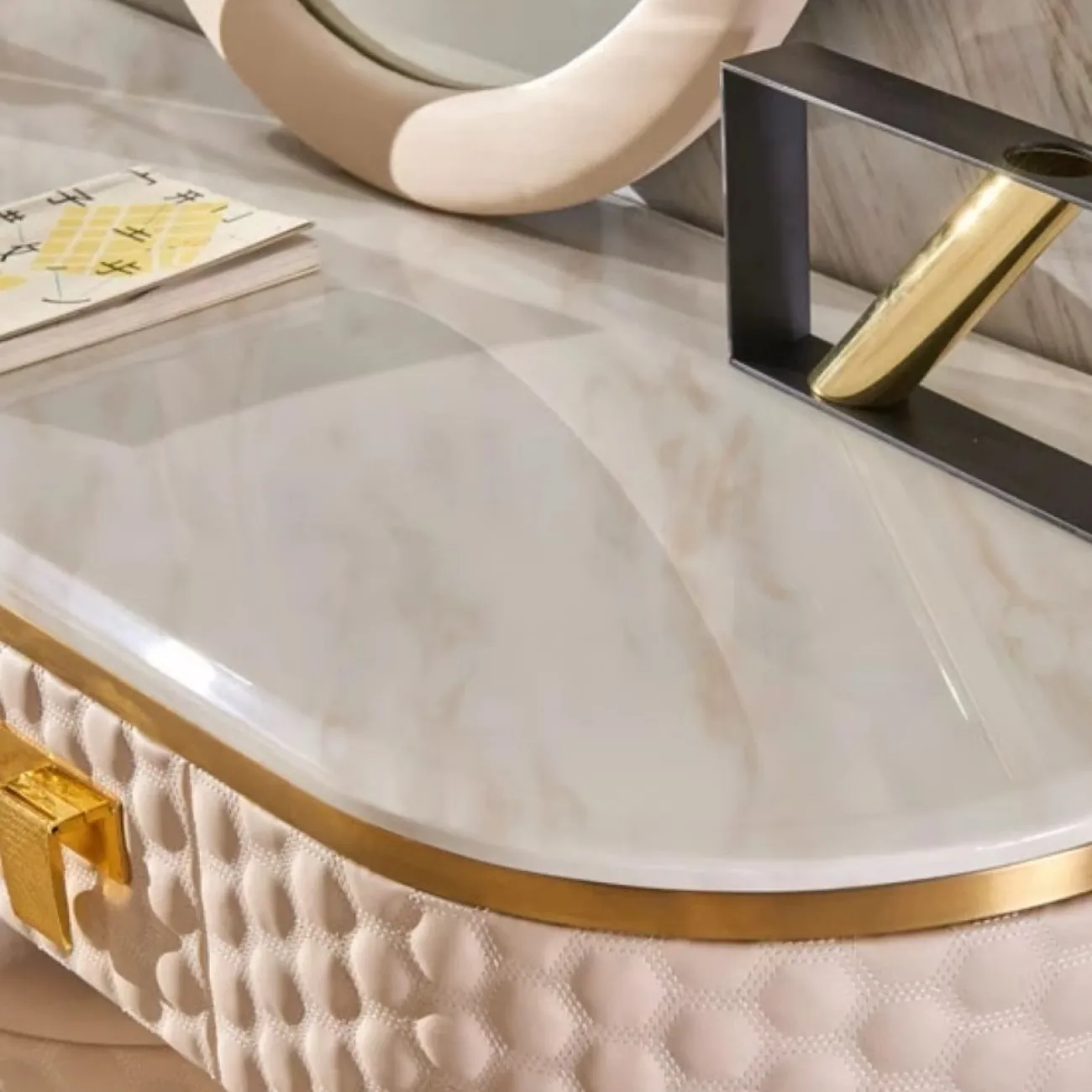 Роскошный кожаный туалетный столик из мрамора HappyF 36572-29