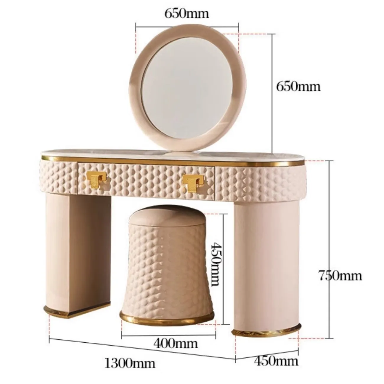 Роскошный кожаный туалетный столик из мрамора HappyF 36572-29