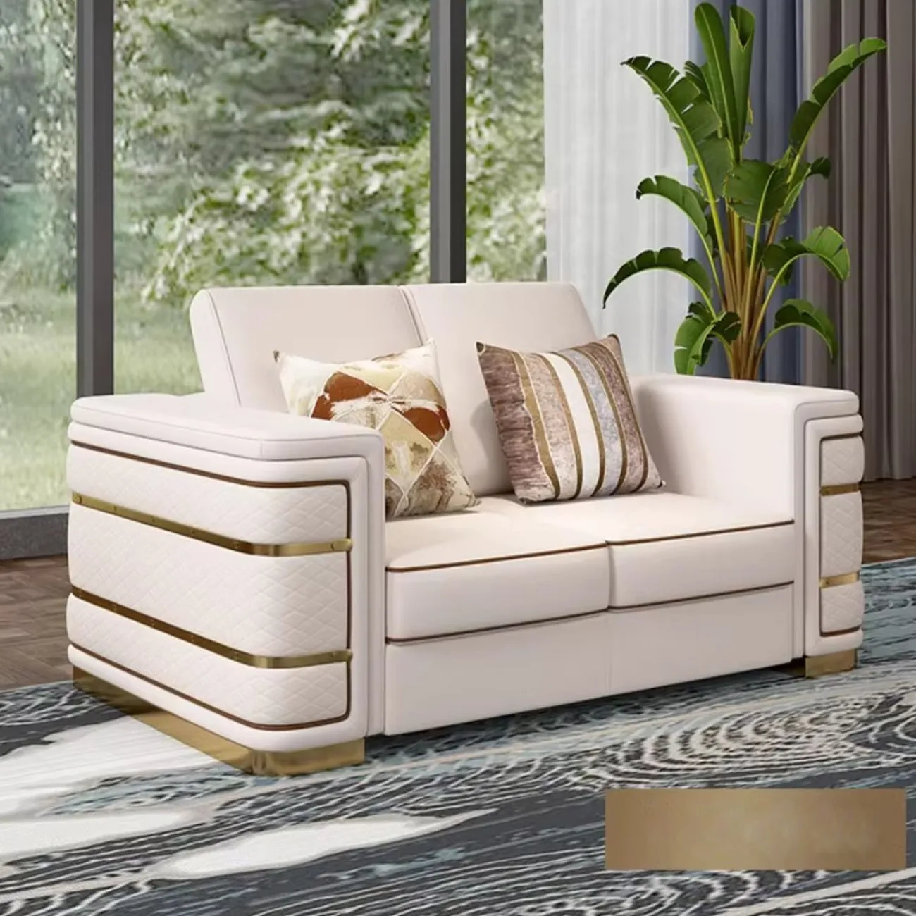 Роскошный диван высокого класса из воловьей кожи HappyF 36573-29