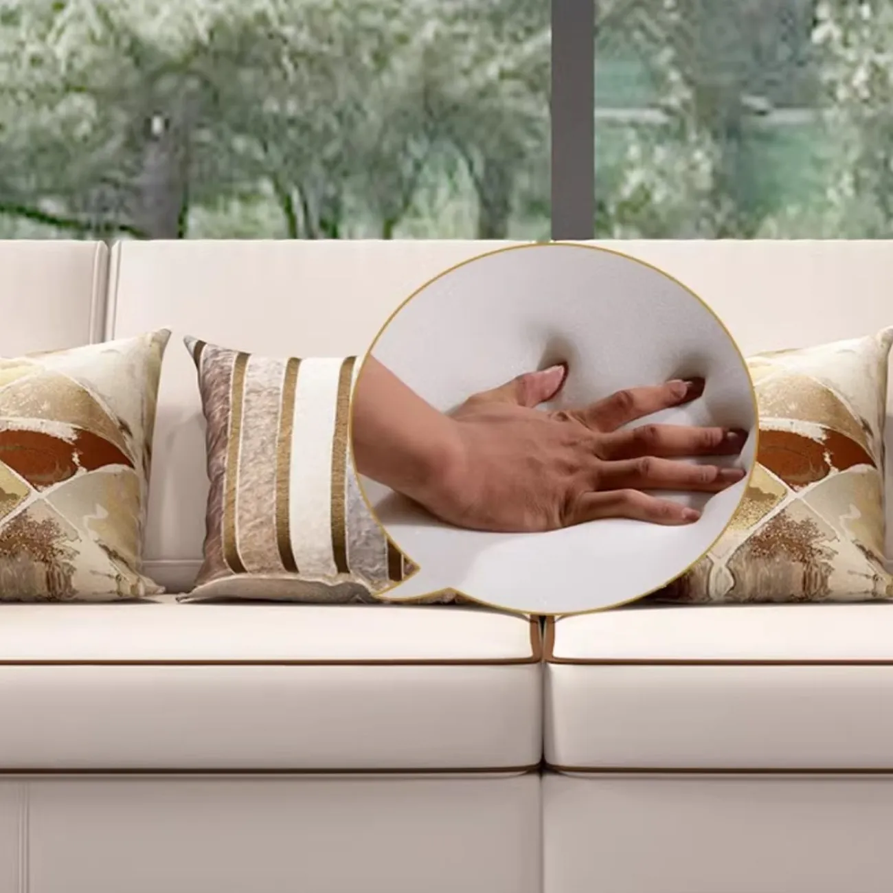 Роскошный диван высокого класса из воловьей кожи HappyF 36573-29