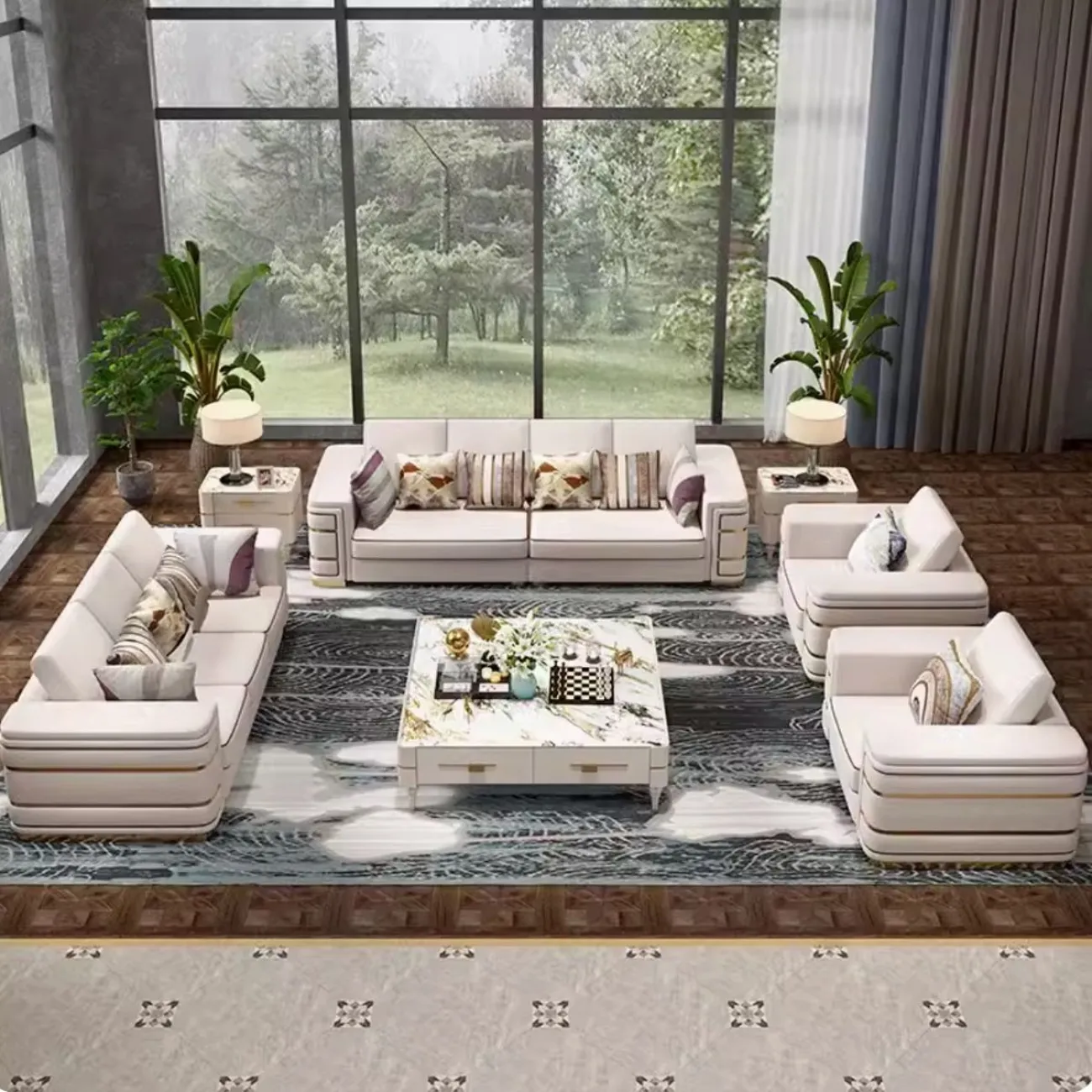 Роскошный диван высокого класса из воловьей кожи HappyF 36573-29