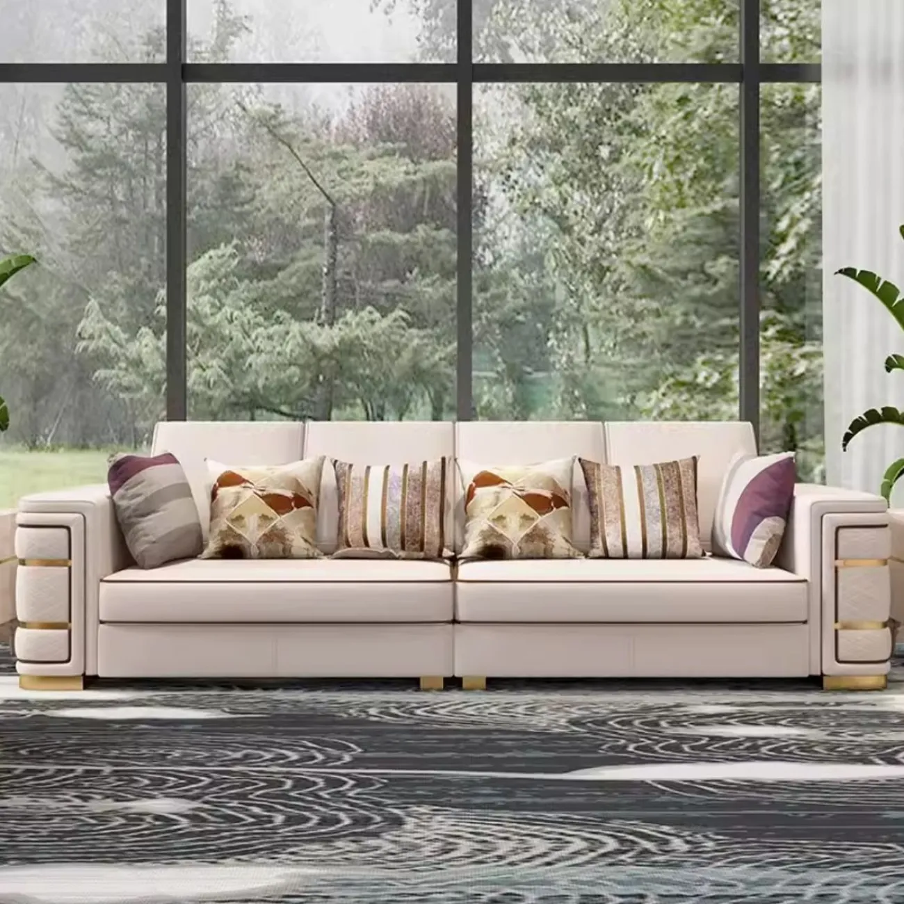 Роскошный диван высокого класса из воловьей кожи HappyF 36573-29