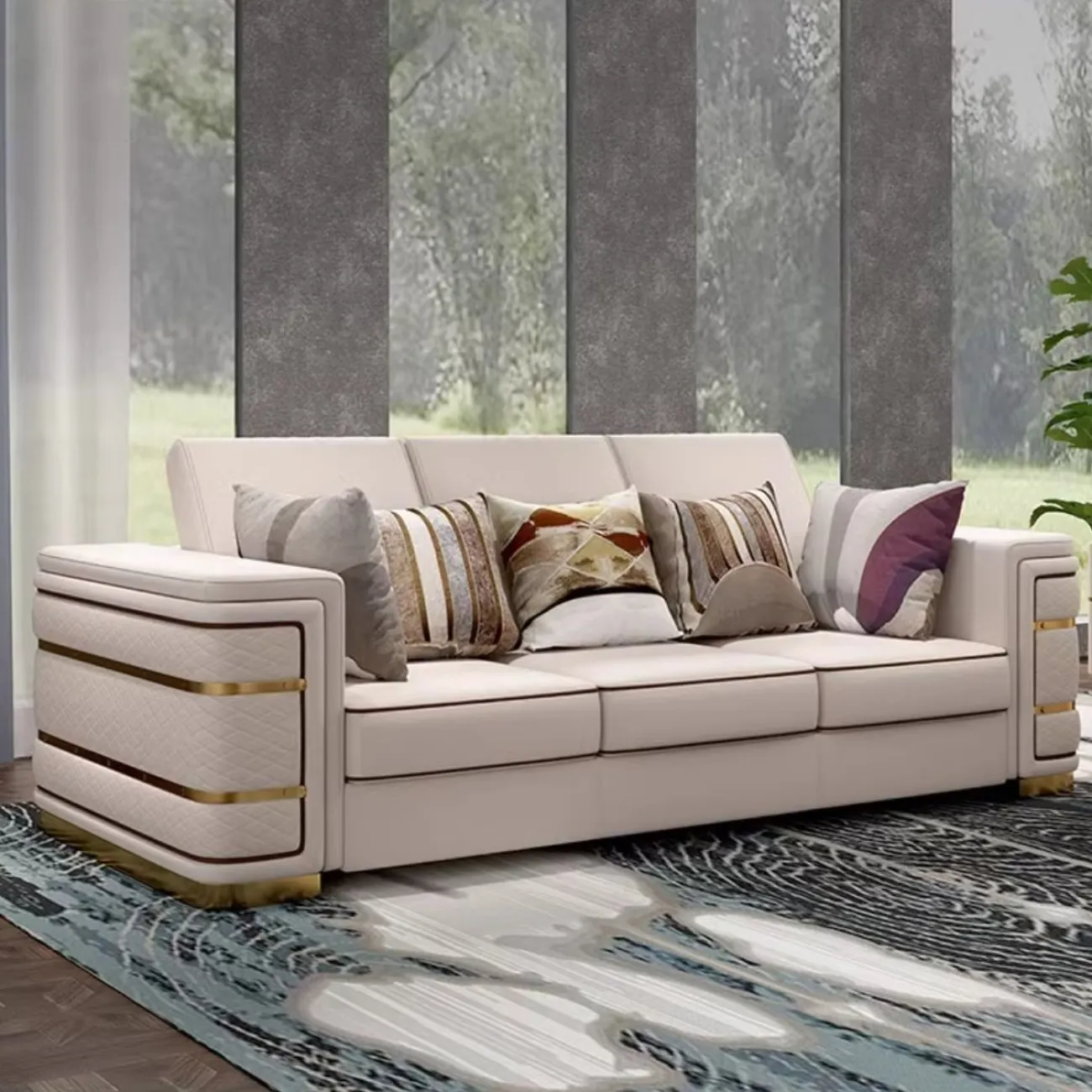 Роскошный диван высокого класса из воловьей кожи HappyF 36573-29