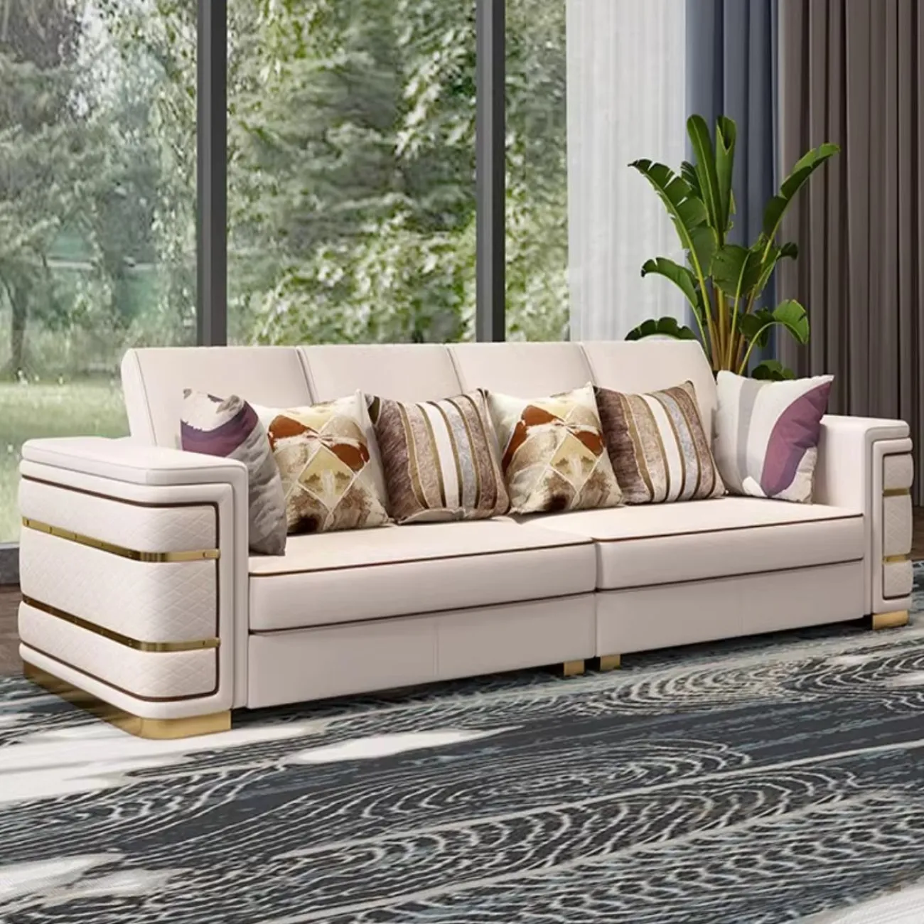 Роскошный диван высокого класса из воловьей кожи HappyF 36573-29