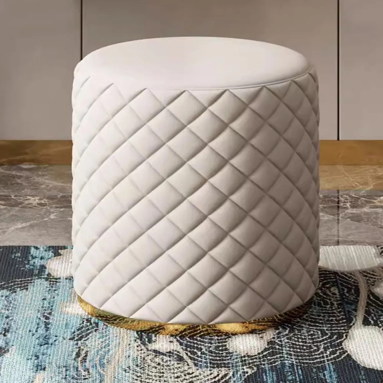 Легкий роскошный туалетный табурет с кожаной вышивкой HappyF 36574-29 Легкий роскошный туалетный табурет с кожаной вышивкой HappyF 36574-29