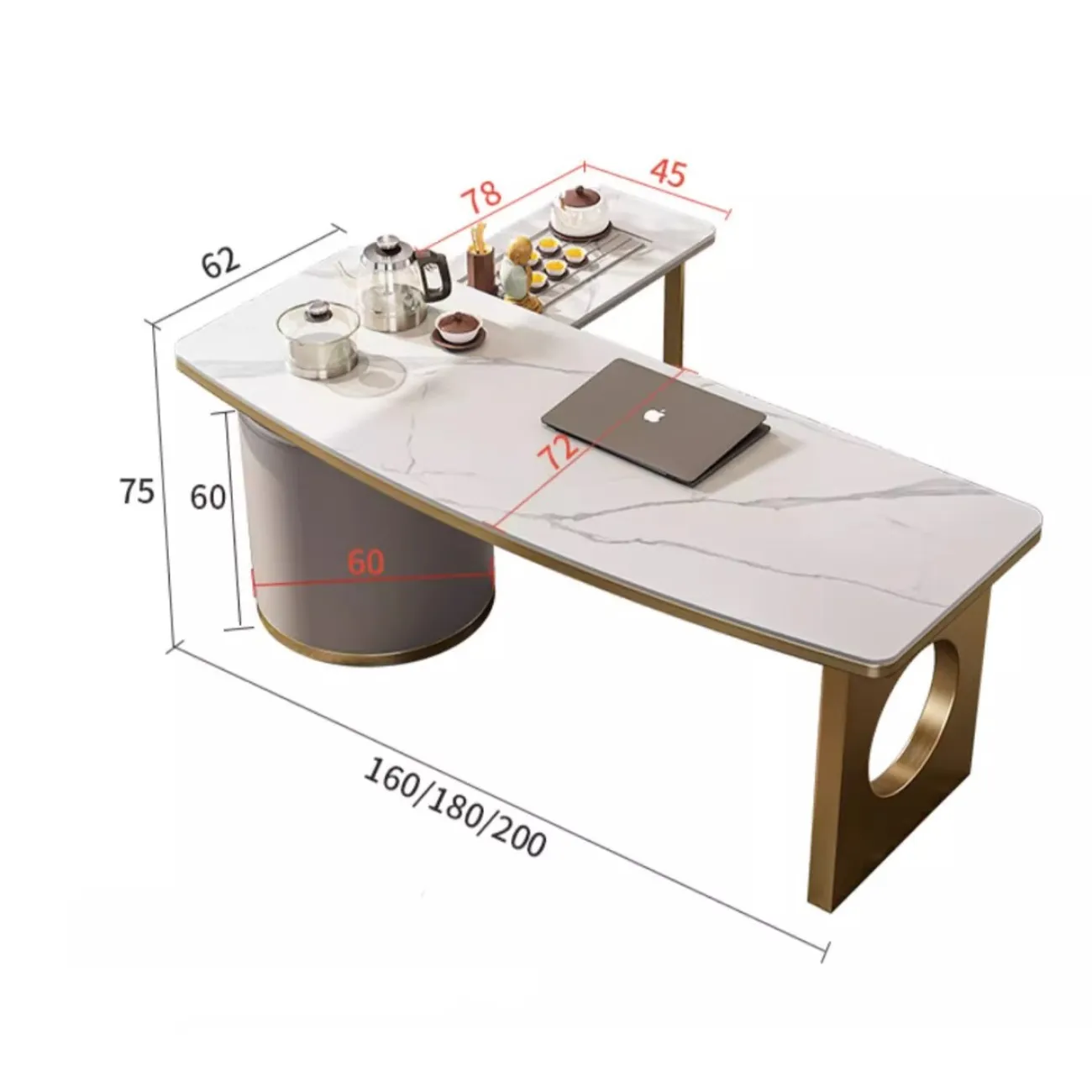 Чайный столик из натурального камня и нержавеющей стали HappyF 36575-29 Чайный столик из натурального камня и нержавеющей стали HappyF 36575-29