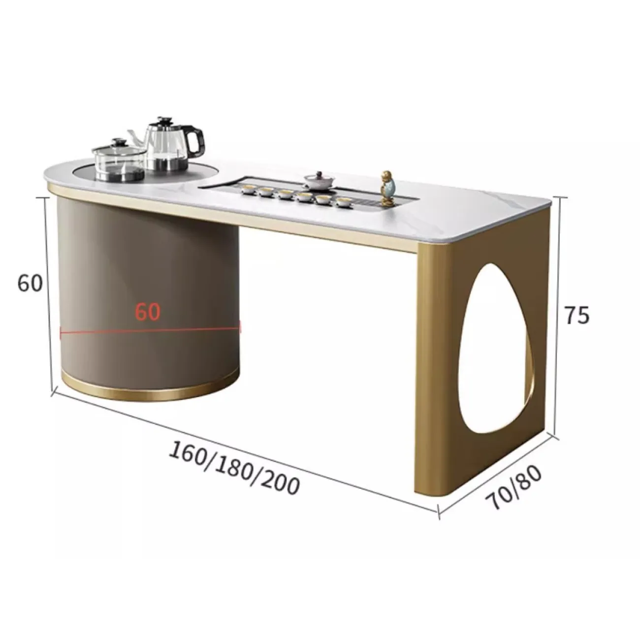 Роскошный чайный столик из натурального камня HappyF 36576-29