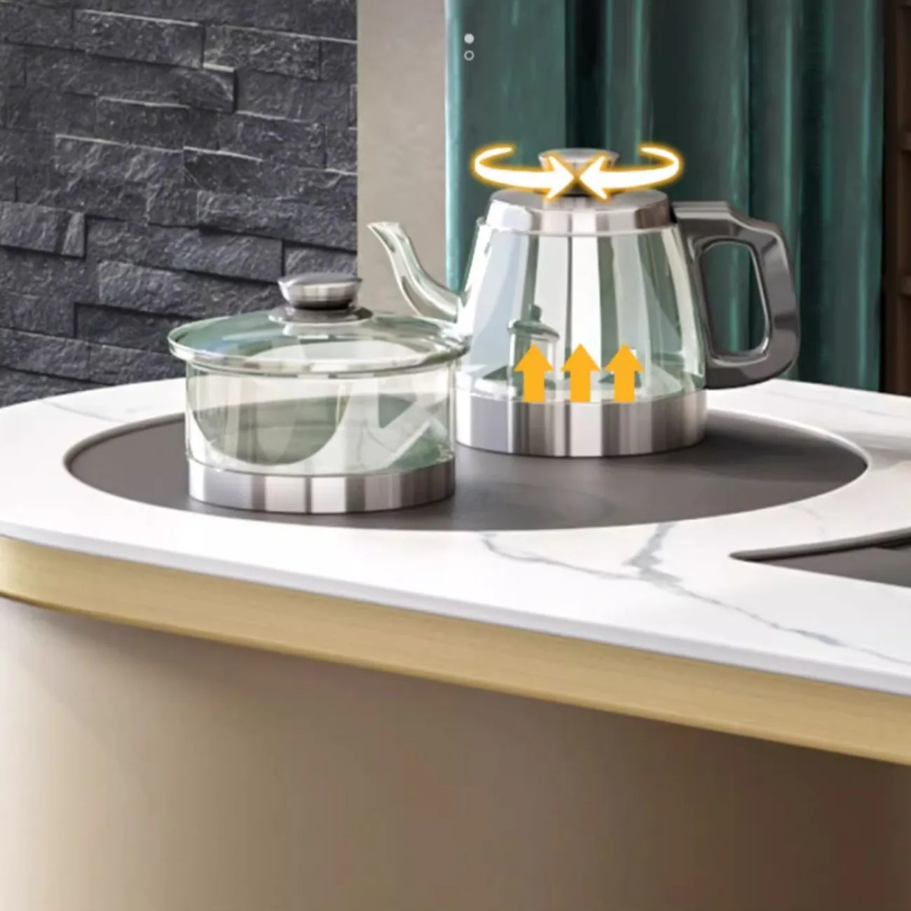 Роскошный чайный столик из натурального камня HappyF 36576-29