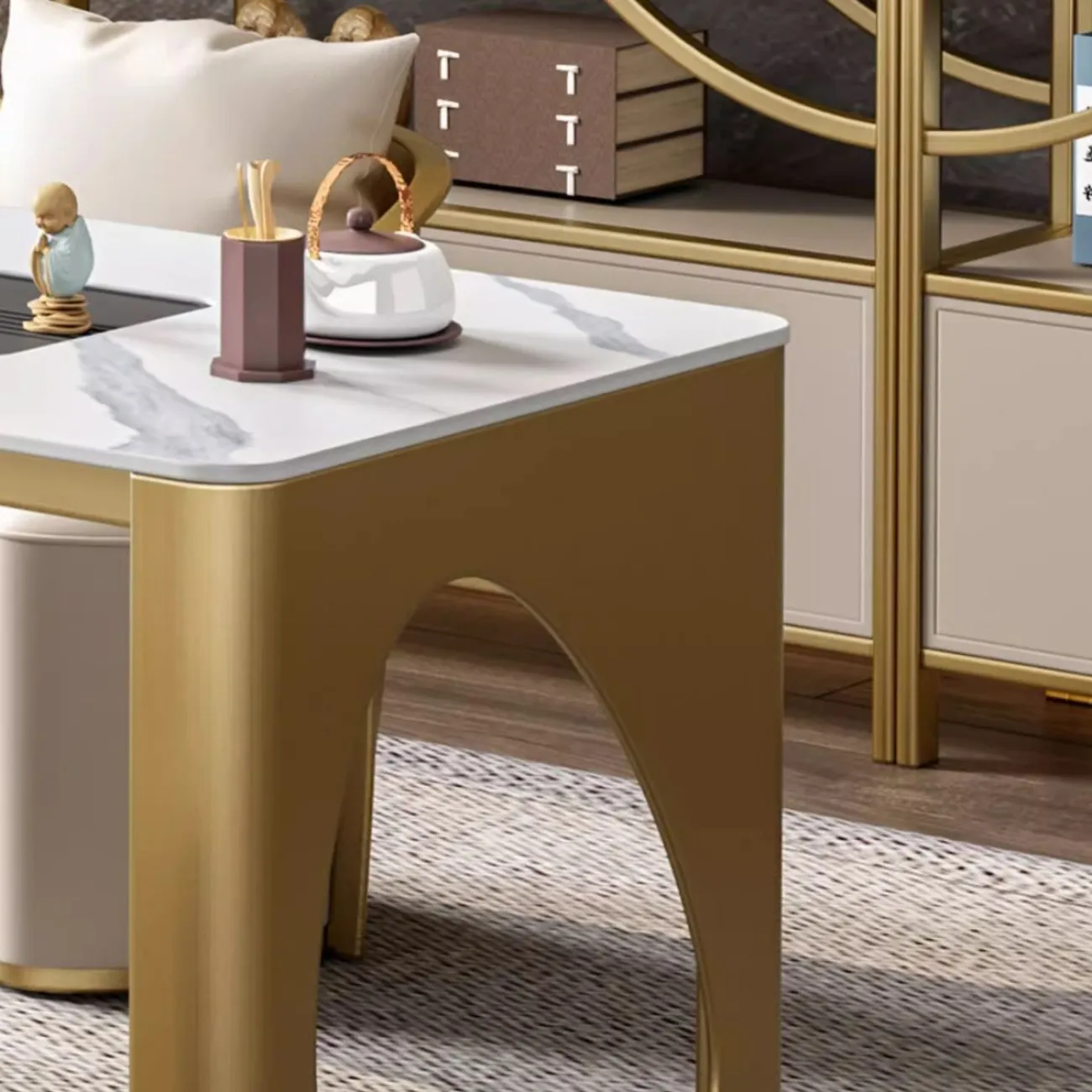 Роскошный чайный столик из натурального камня HappyF 36576-29