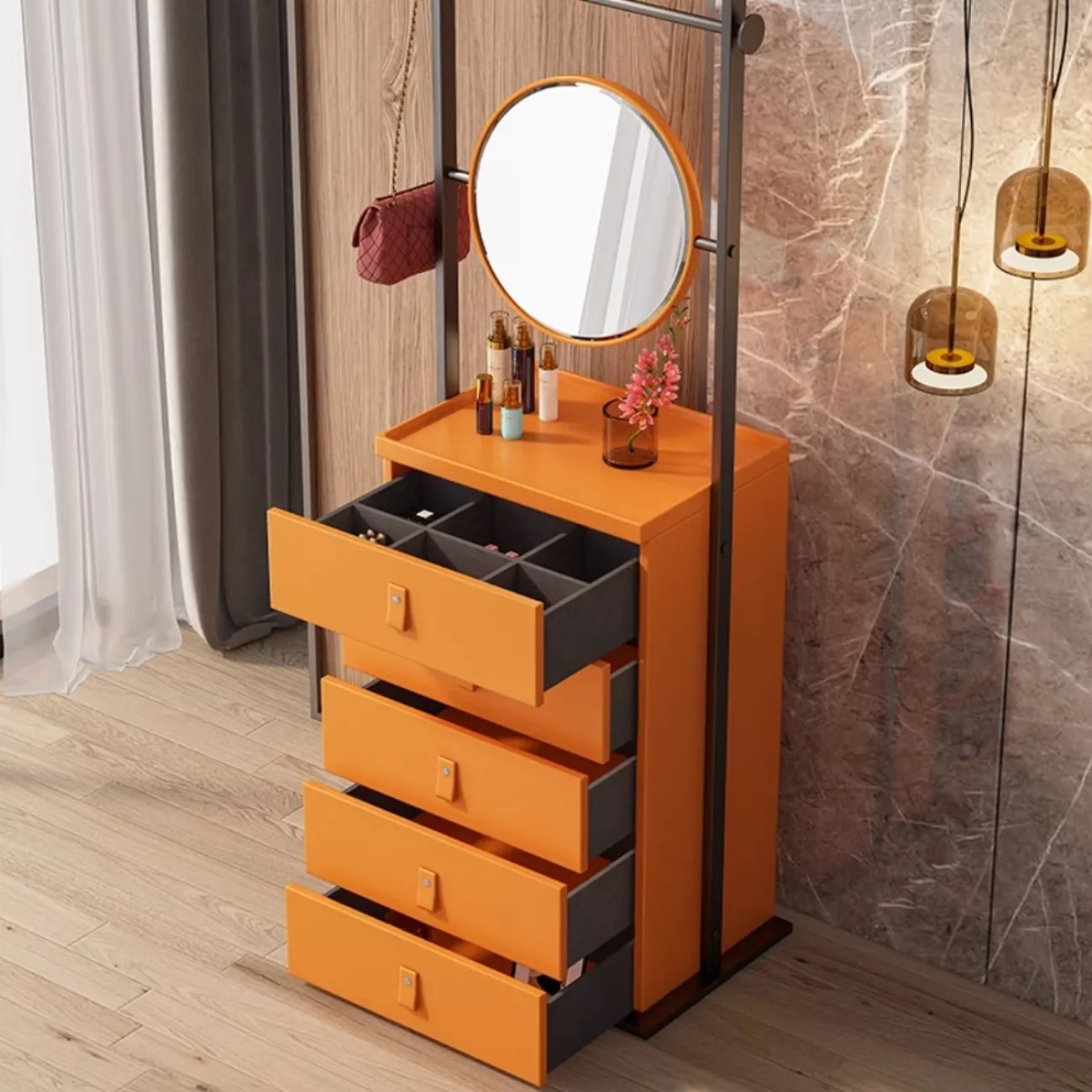 Роскошный кожаный комод в итальянском стиле HappyF 36581-29