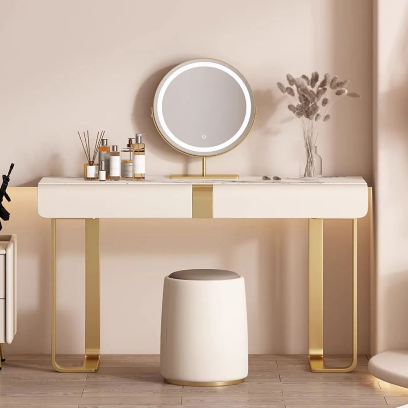 Туалетный столик из натурального камня и нержавеющей стали HappyF 36582-29