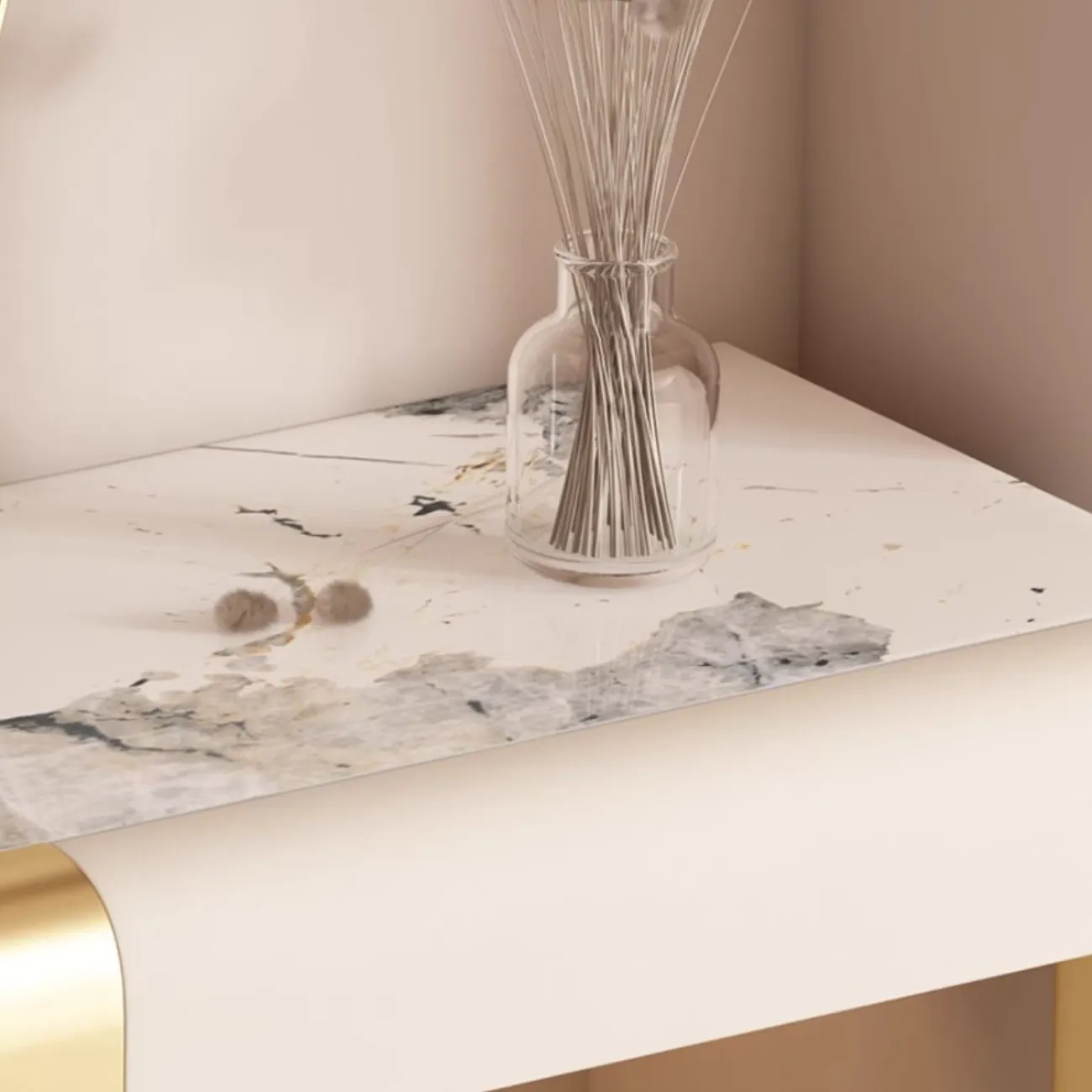 Туалетный столик из натурального камня и нержавеющей стали HappyF 36582-29