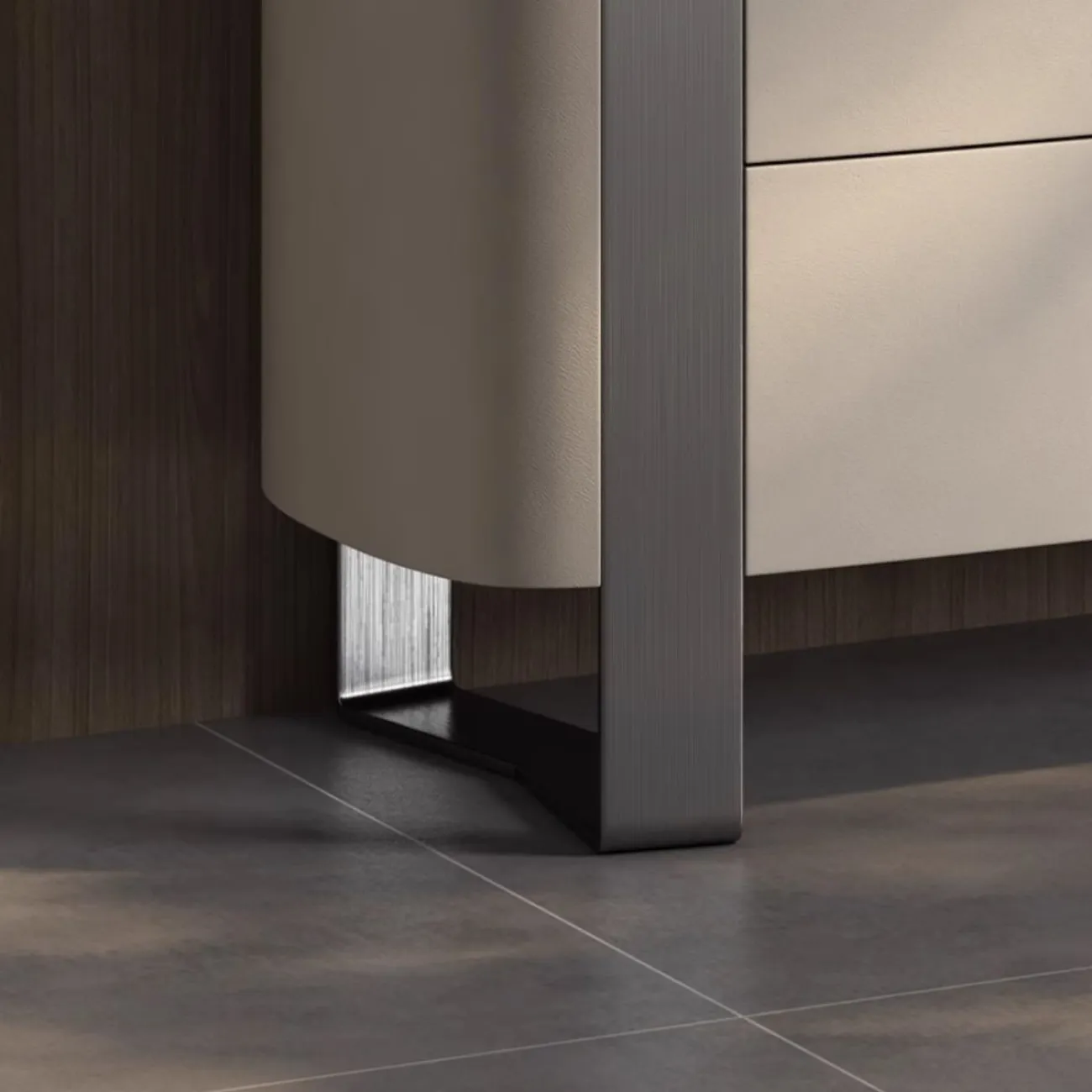 Комод из высококачественной кожи  и нержавеющей стали HappyF 36583-29