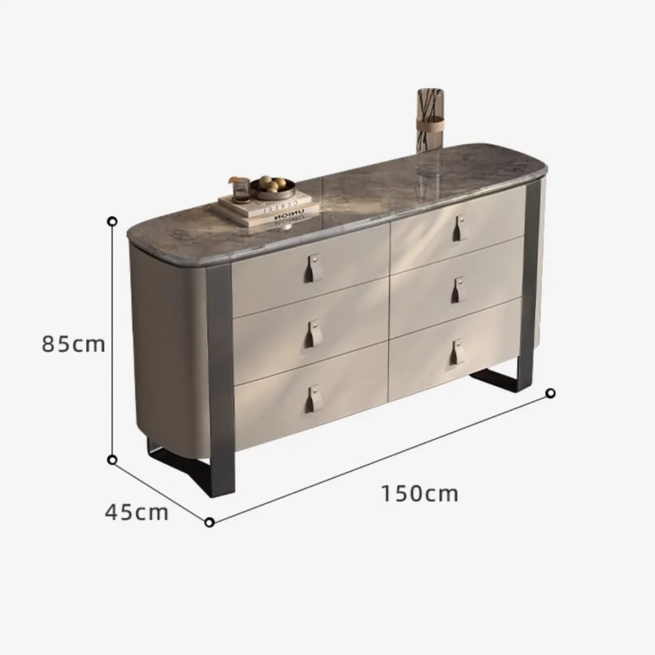 Комод из высококачественной кожи  и нержавеющей стали HappyF 36583-29