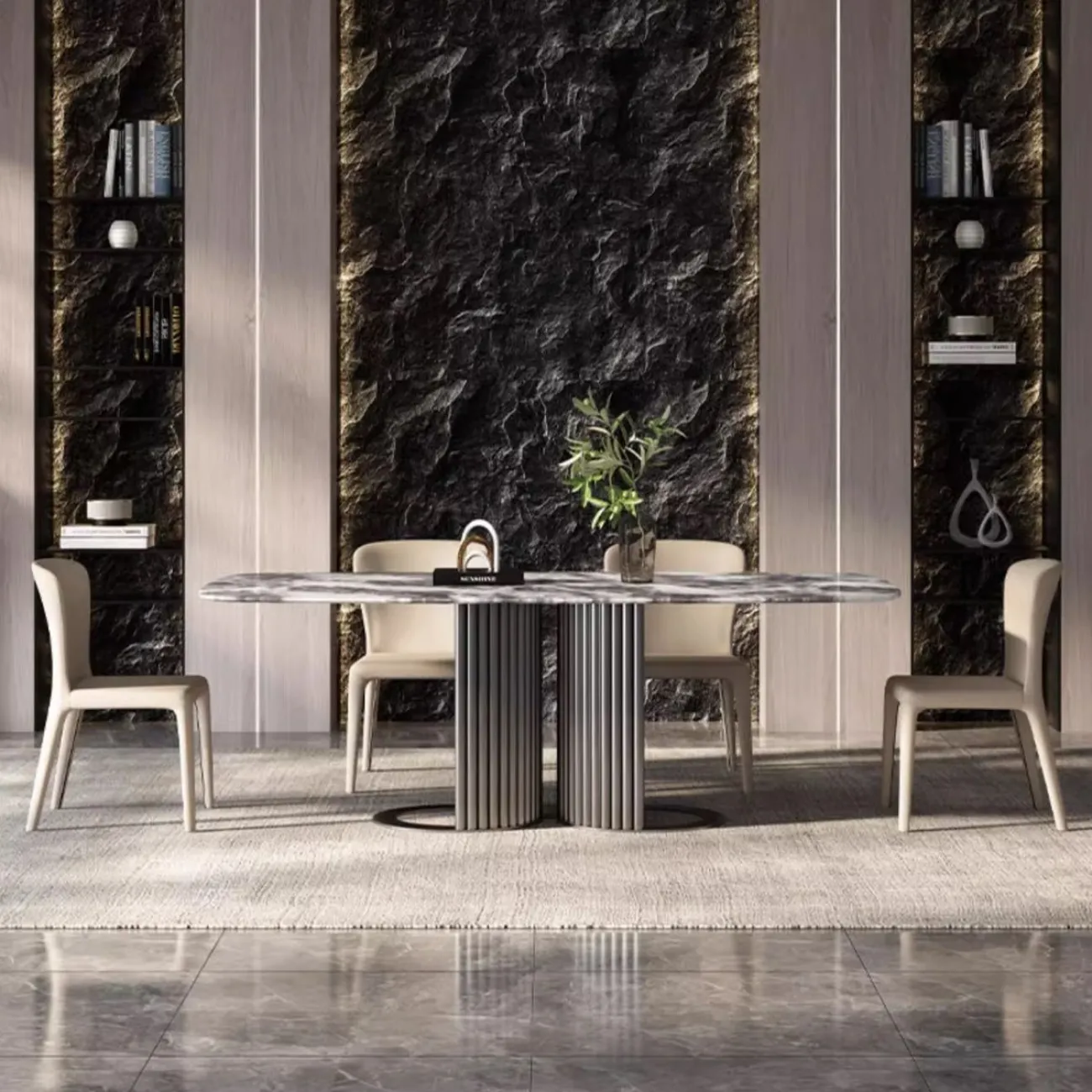 Роскошный каменный обеденный стол HappyF 36585-29