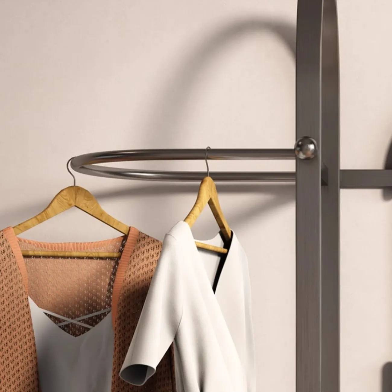 Вешалка для одежды из нержавеющей стали с зеркалом HappyF 36587-29