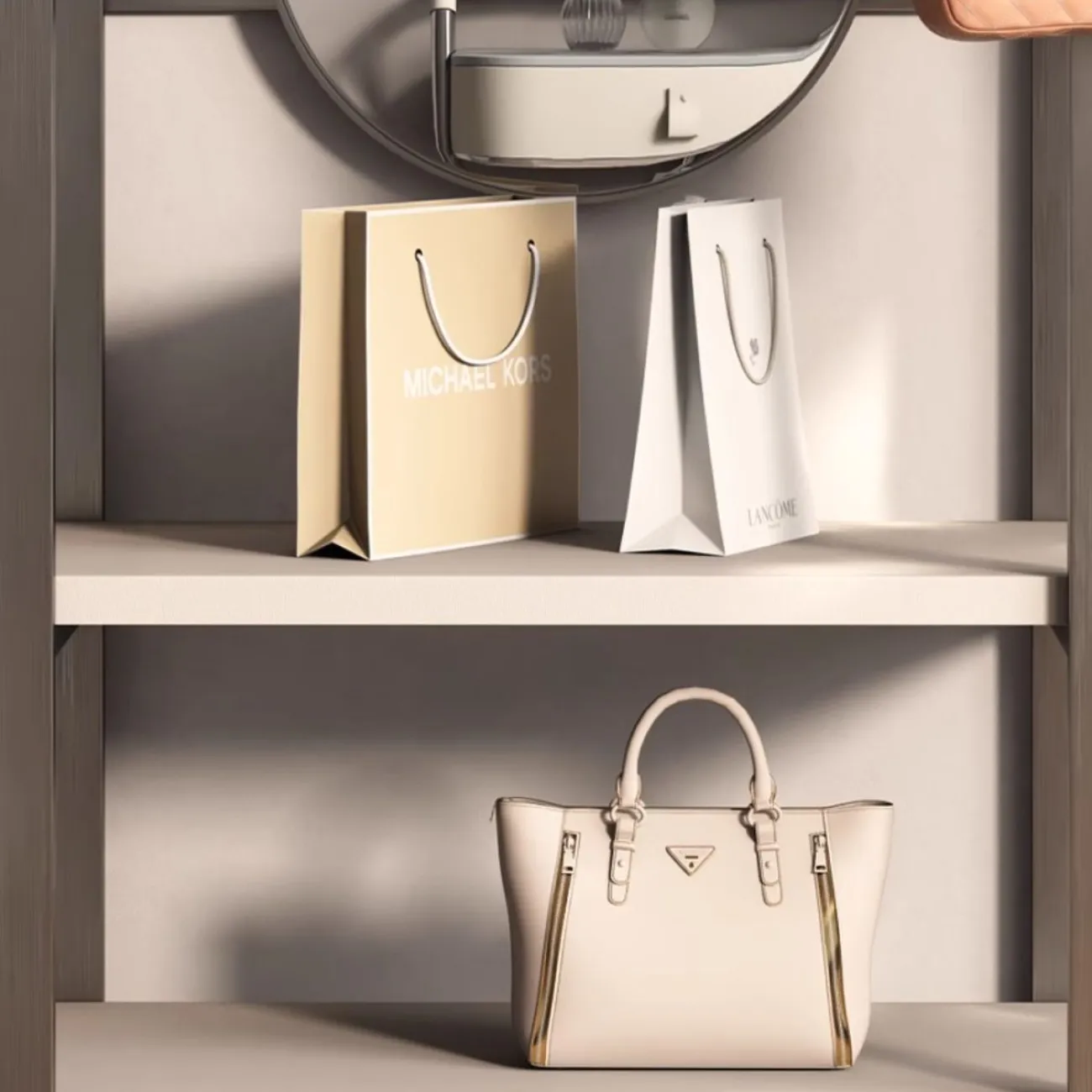 Вешалка для одежды из нержавеющей стали с зеркалом HappyF 36587-29