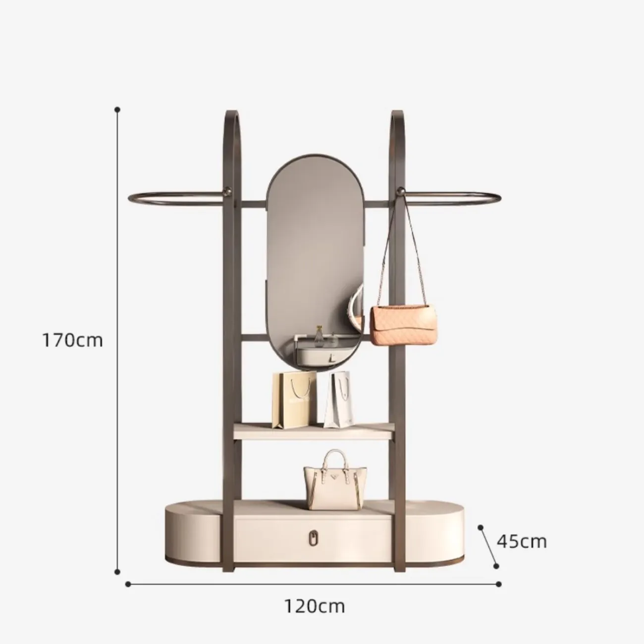 Вешалка для одежды из нержавеющей стали с зеркалом HappyF 36587-29