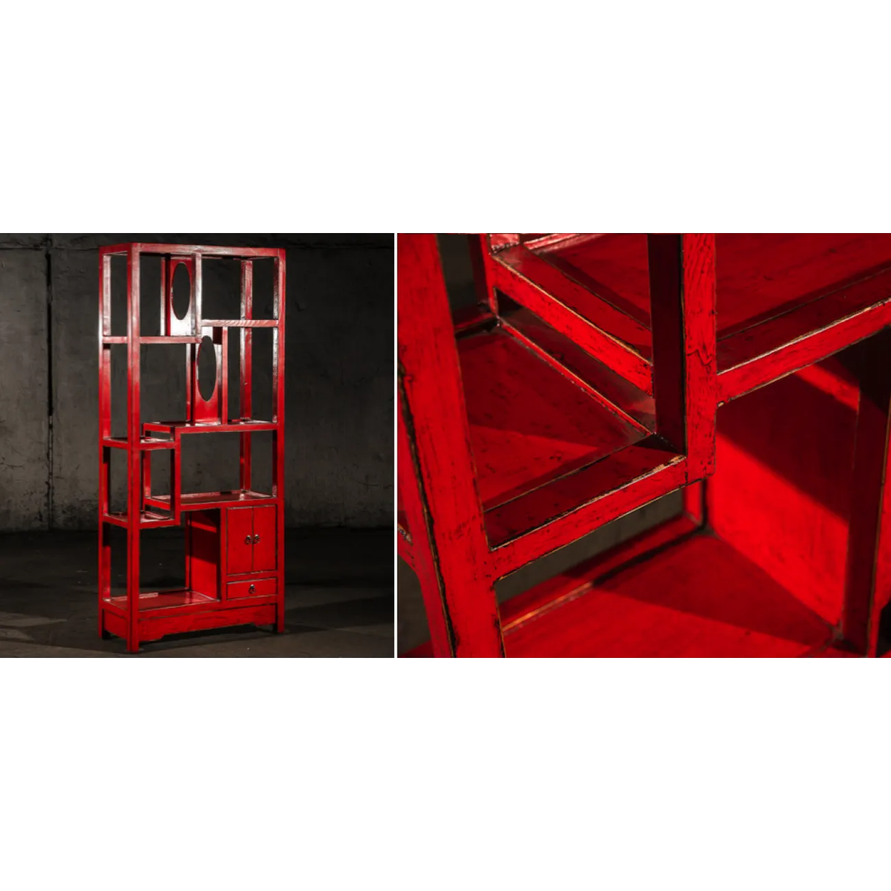 Красный китайский стеллаж countless treasures от LaLume