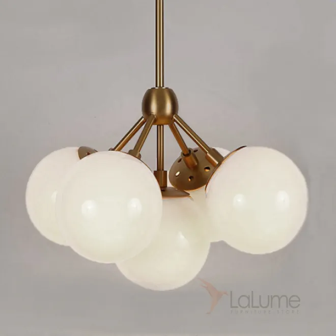 Люстра Modo 5 Brass color & white glass designed by Jason Miller от LaLume