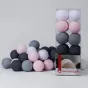 Гирлянда хлопковые фонарики Сotton Ball Pink-Grey