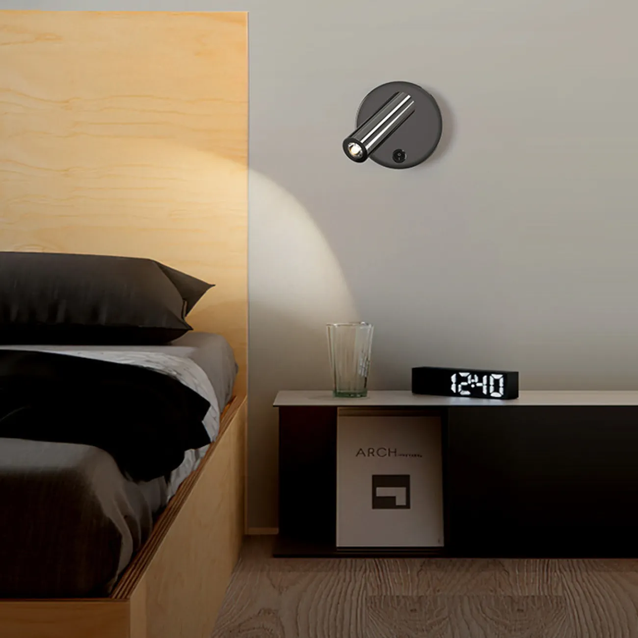 Серия настенных светодиодных светильников с цилиндрическим корпусом и дополнительным вращающимся спотом FEDDE B WALL C 3000К