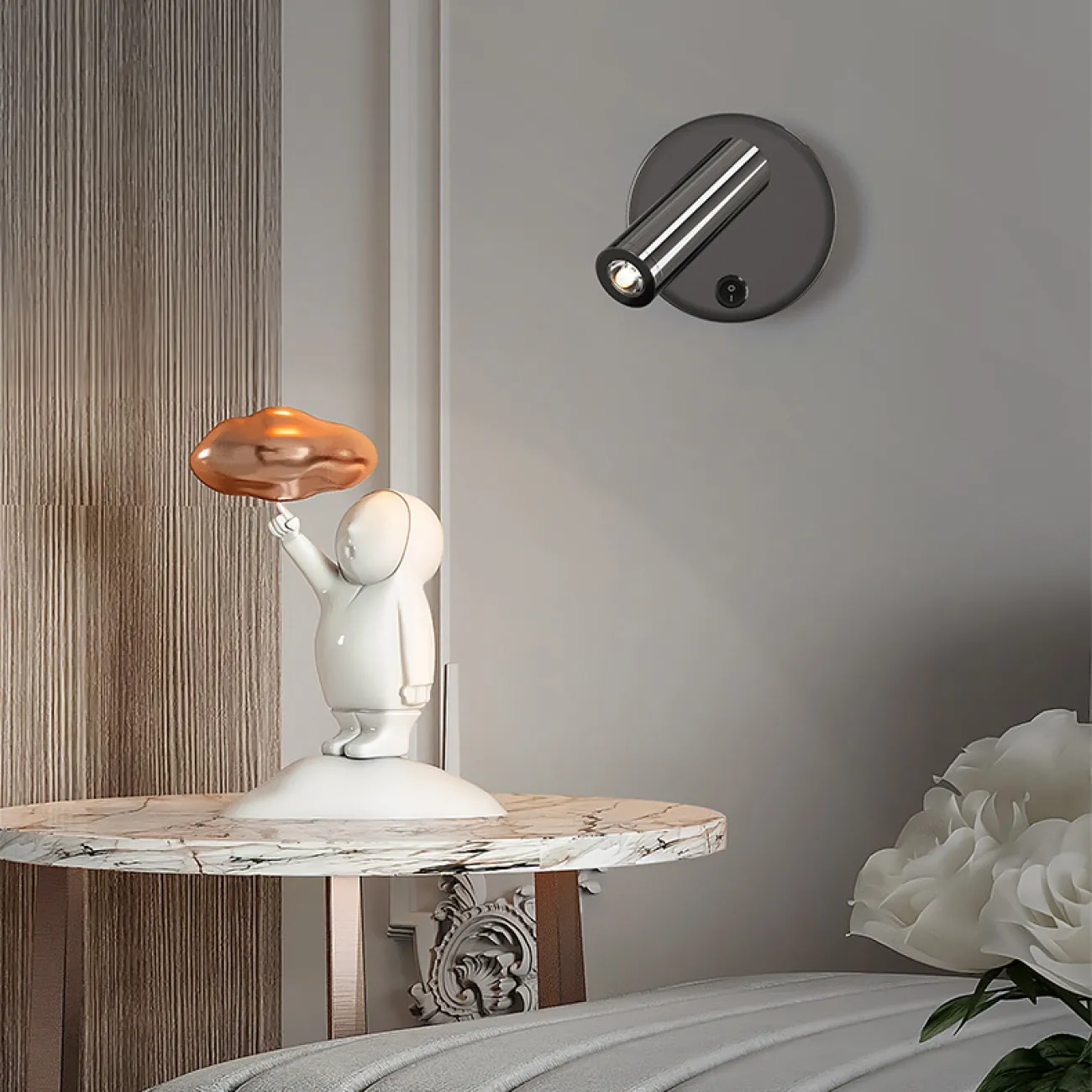 Серия настенных светодиодных светильников с цилиндрическим корпусом и дополнительным вращающимся спотом FEDDE B WALL C 3000К