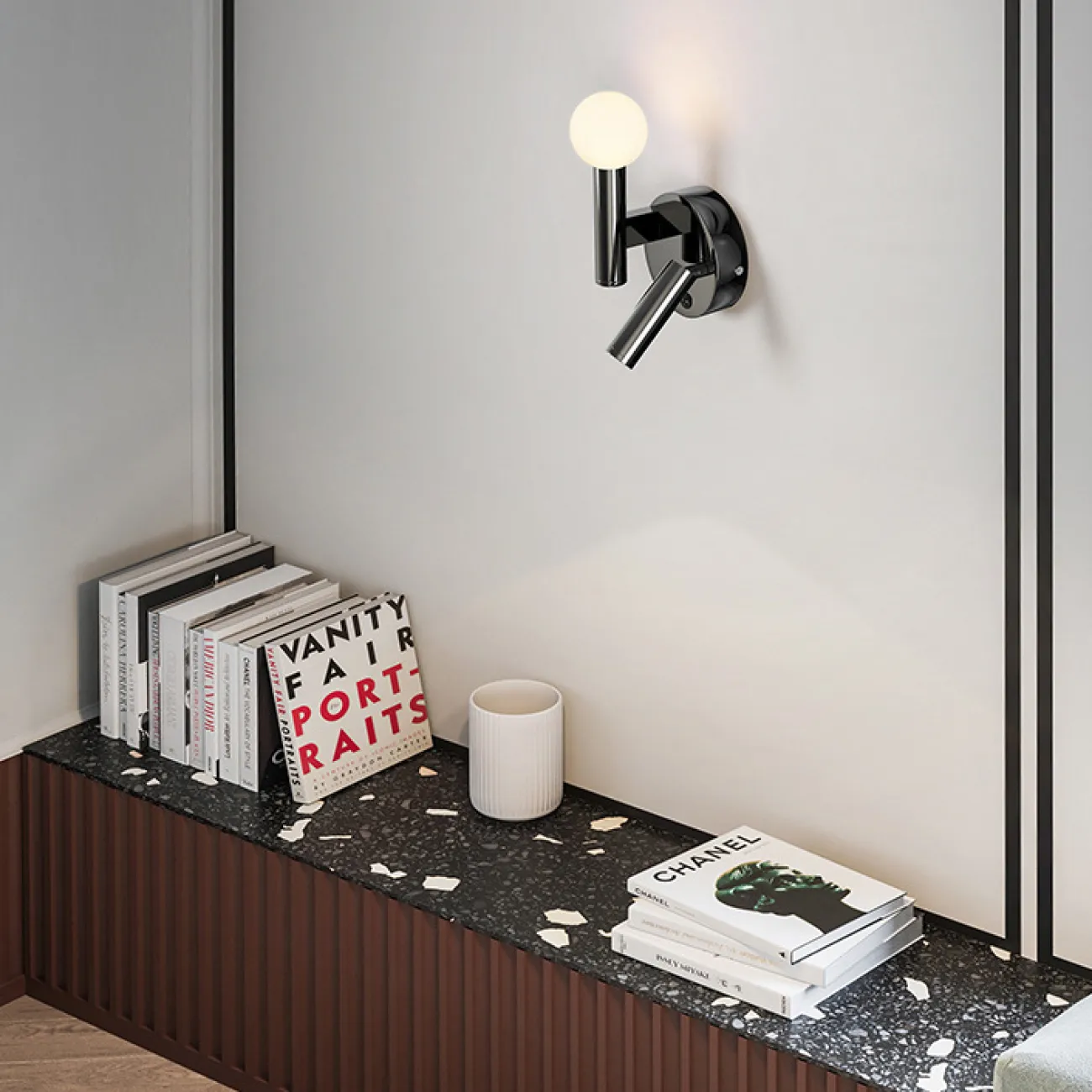 Серия настенных светодиодных светильников с цилиндрическим корпусом и дополнительным вращающимся спотом FEDDE B WALL C 3000К