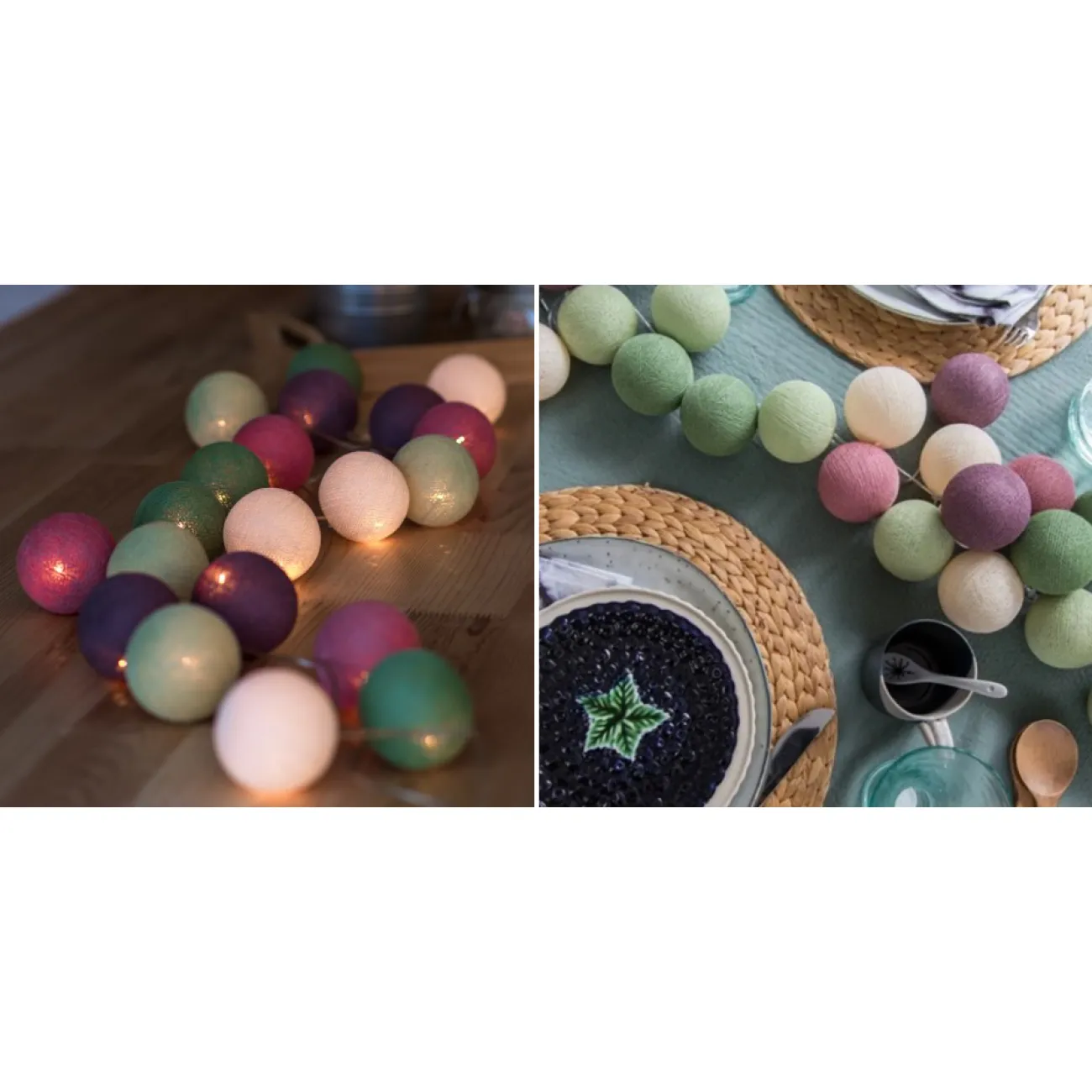 Гирлянда хлопковые фонарики Сotton Ball Forest Fruit